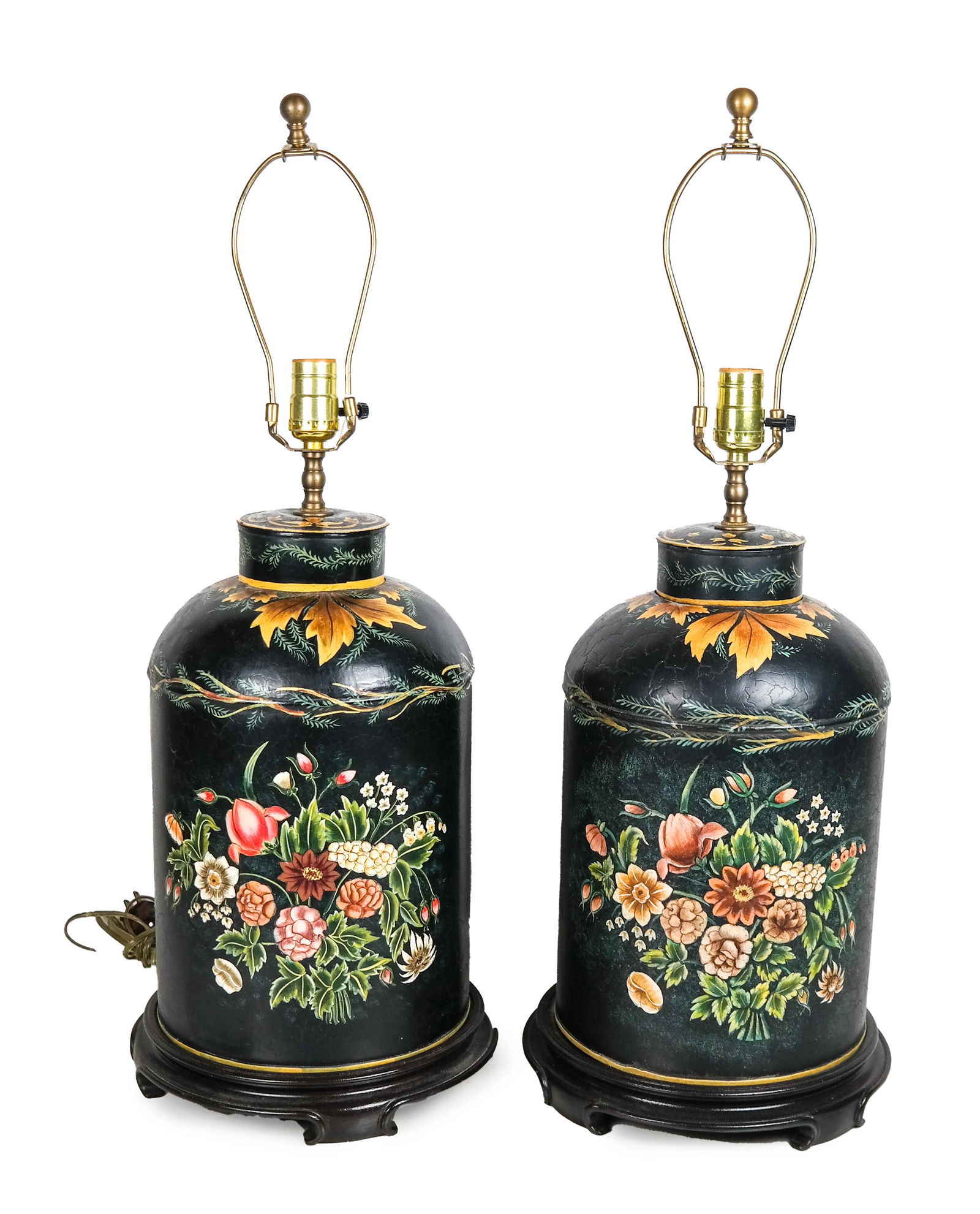 Pair of Tole Painted Table Lamps (1 of 11)