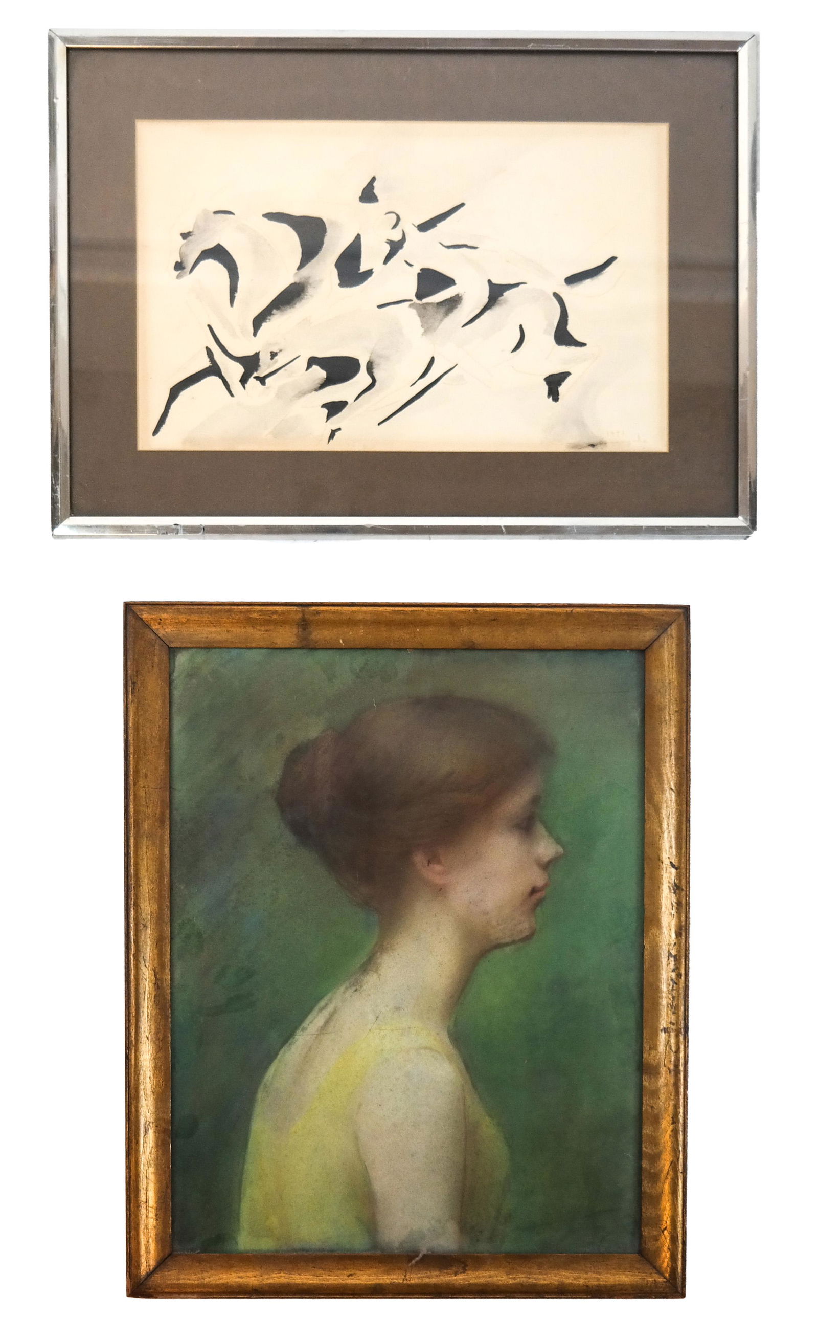 Two Framed Art Work - Portrait, Horses (1 of 7)