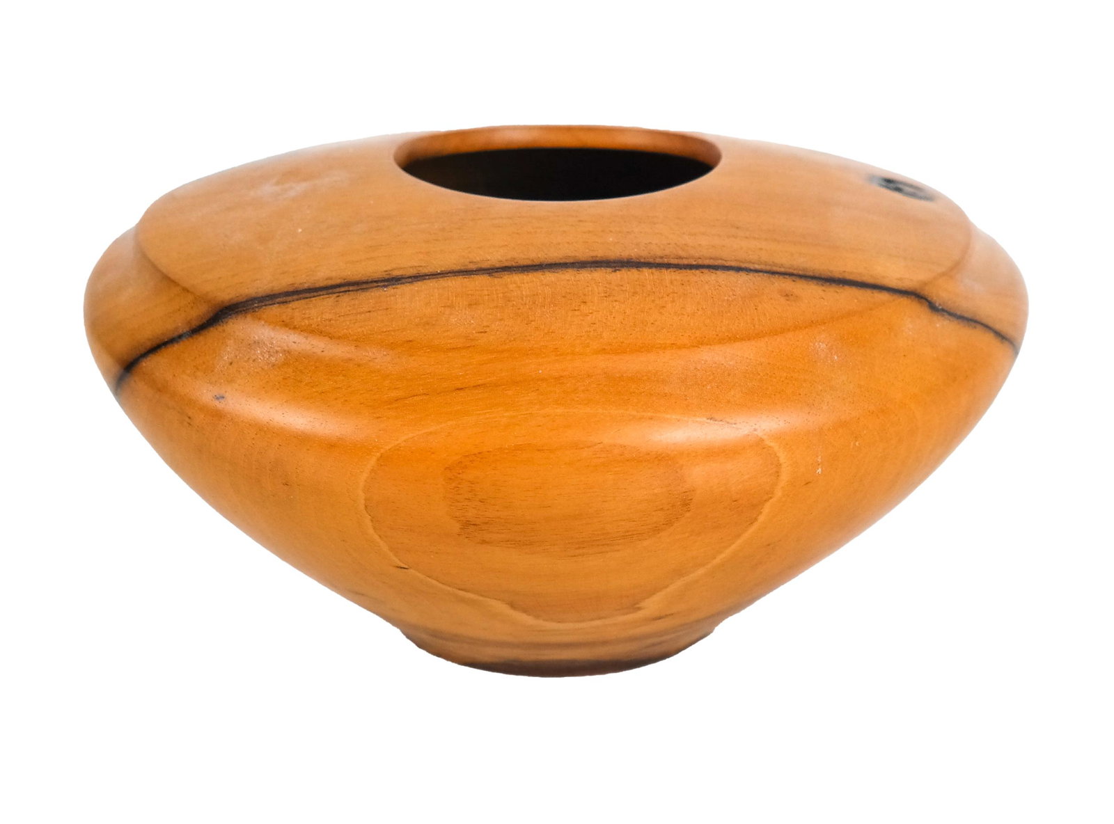 John Dodge Meyer Wood Vessel: Modern blackheart persimmon vase/vessel, 92-233. [3 3/4 x 8 (dia) inches].