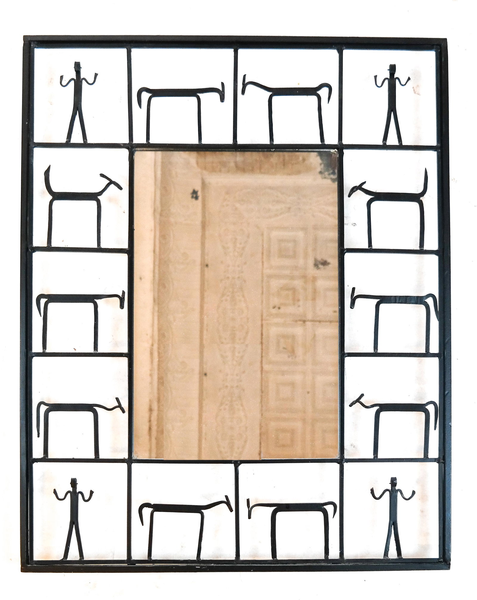 Hagenhaven Figural Design Mirror: Black figural mirror. [31 x 24 inches].