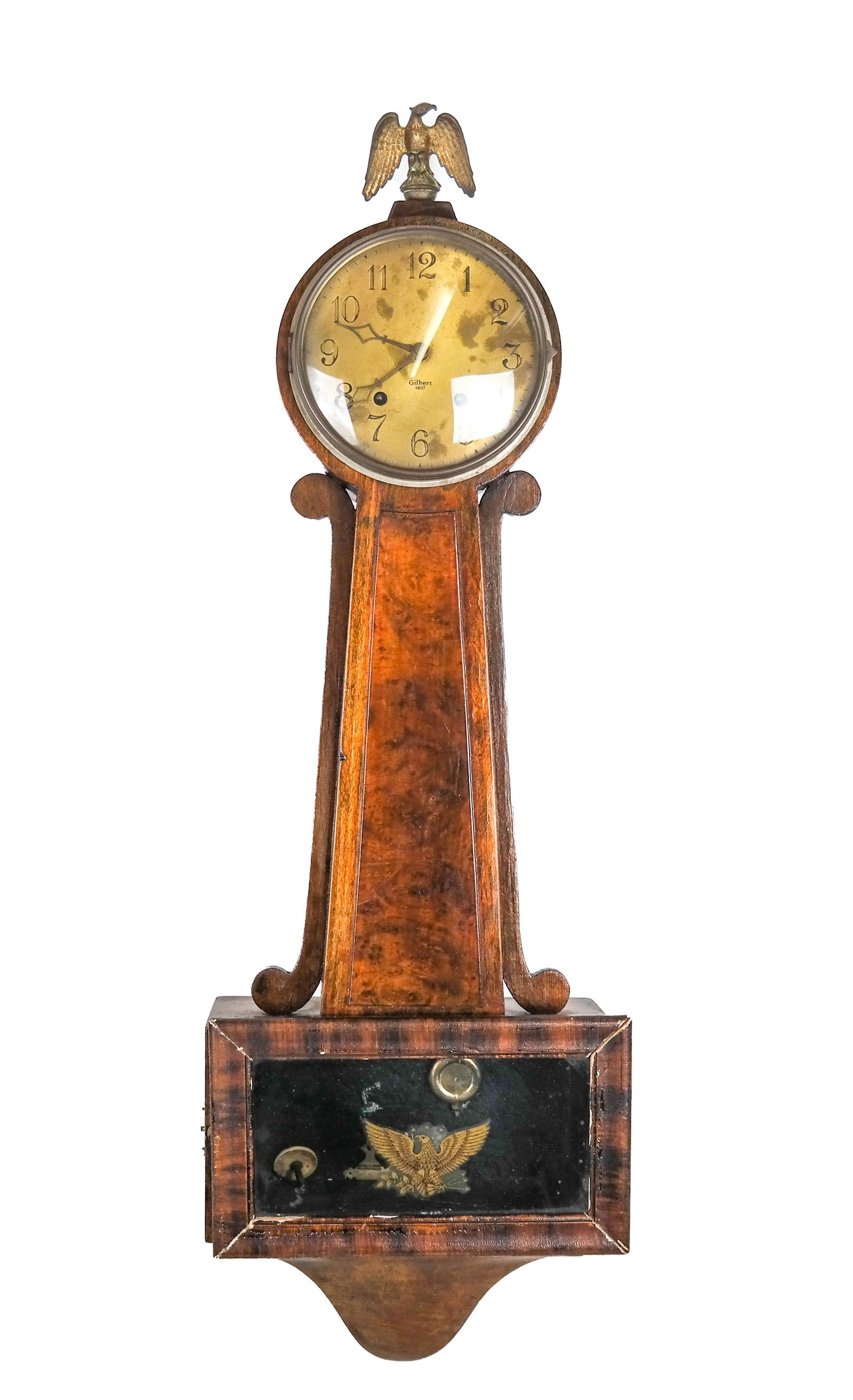 Burlwood Barometer with Brass Eagle Finial (1 of 7)