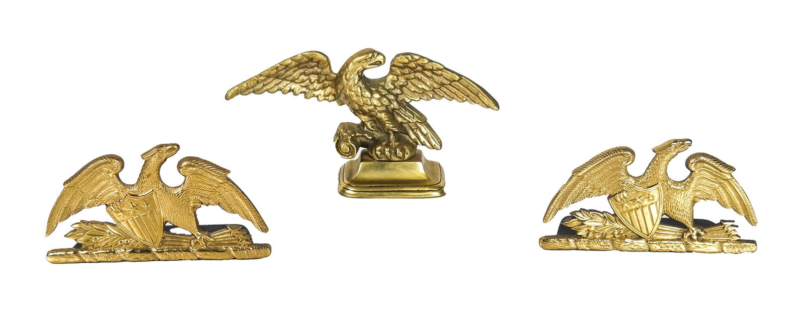 Pr American Eagle Brass Bookends & Eagle Paperwt. (1 of 8)