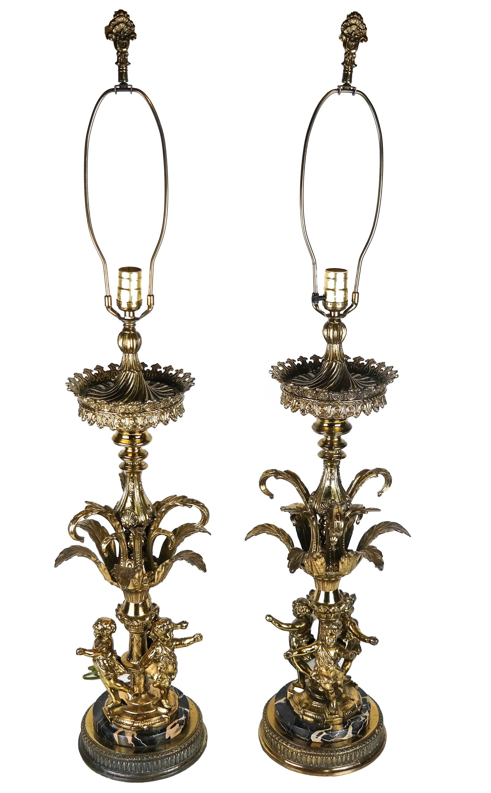 Pair of Cherub Brass Lamps (1 of 8)