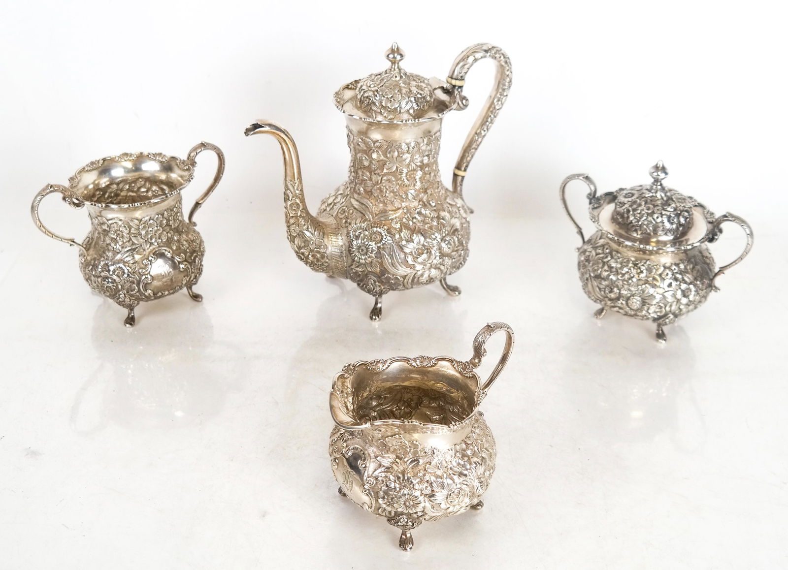 4-Pc. Stieff "Rose" Sterling Silver Coffee Set (1 of 14)