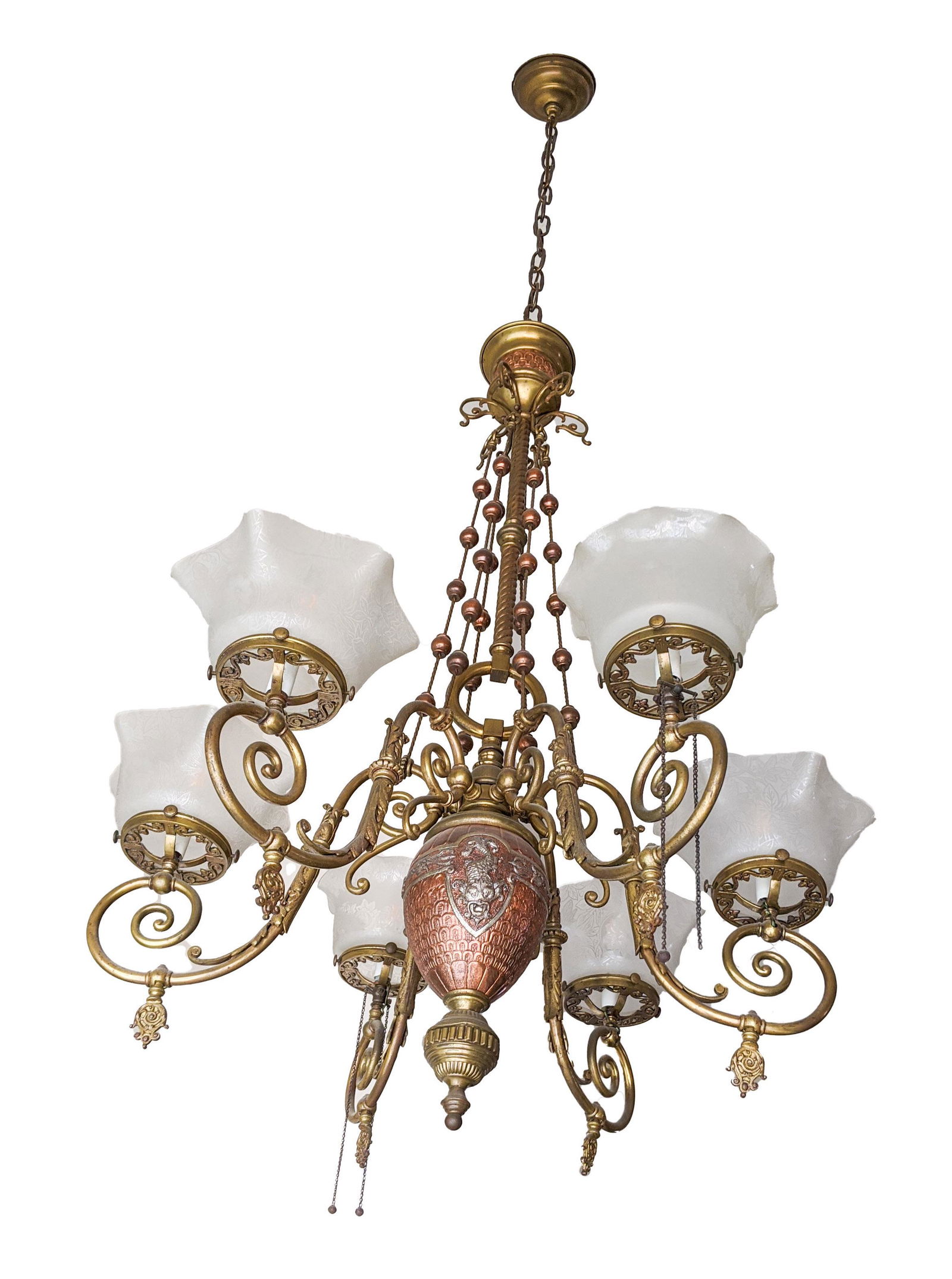 Copper & Brass 6-Light Gasolier (1 of 8)