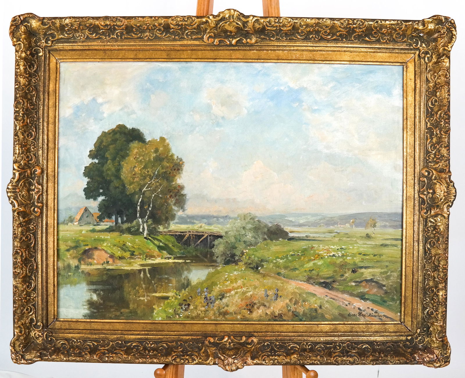 Arthur LEU: Landscape, Bridge - Oil on Canvas (1 of 6)
