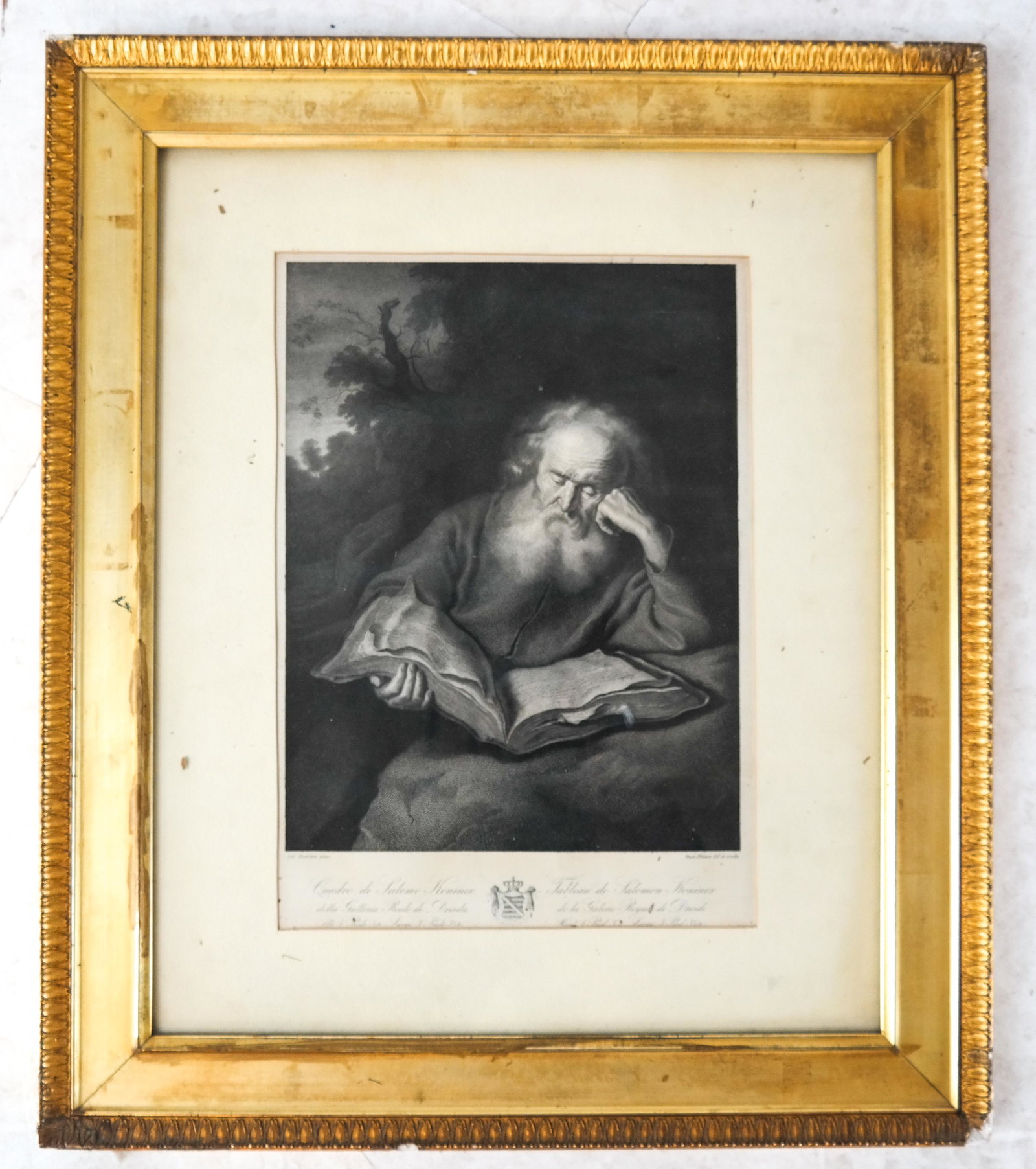 Gustav PLANER: Scholar Reading - Print: Gust. Planer Del et Sculp. print of a scholar reading. [Art: 13 1/2 x 9 1/2 inches; Frame: 22 1/4 x 19 inches].