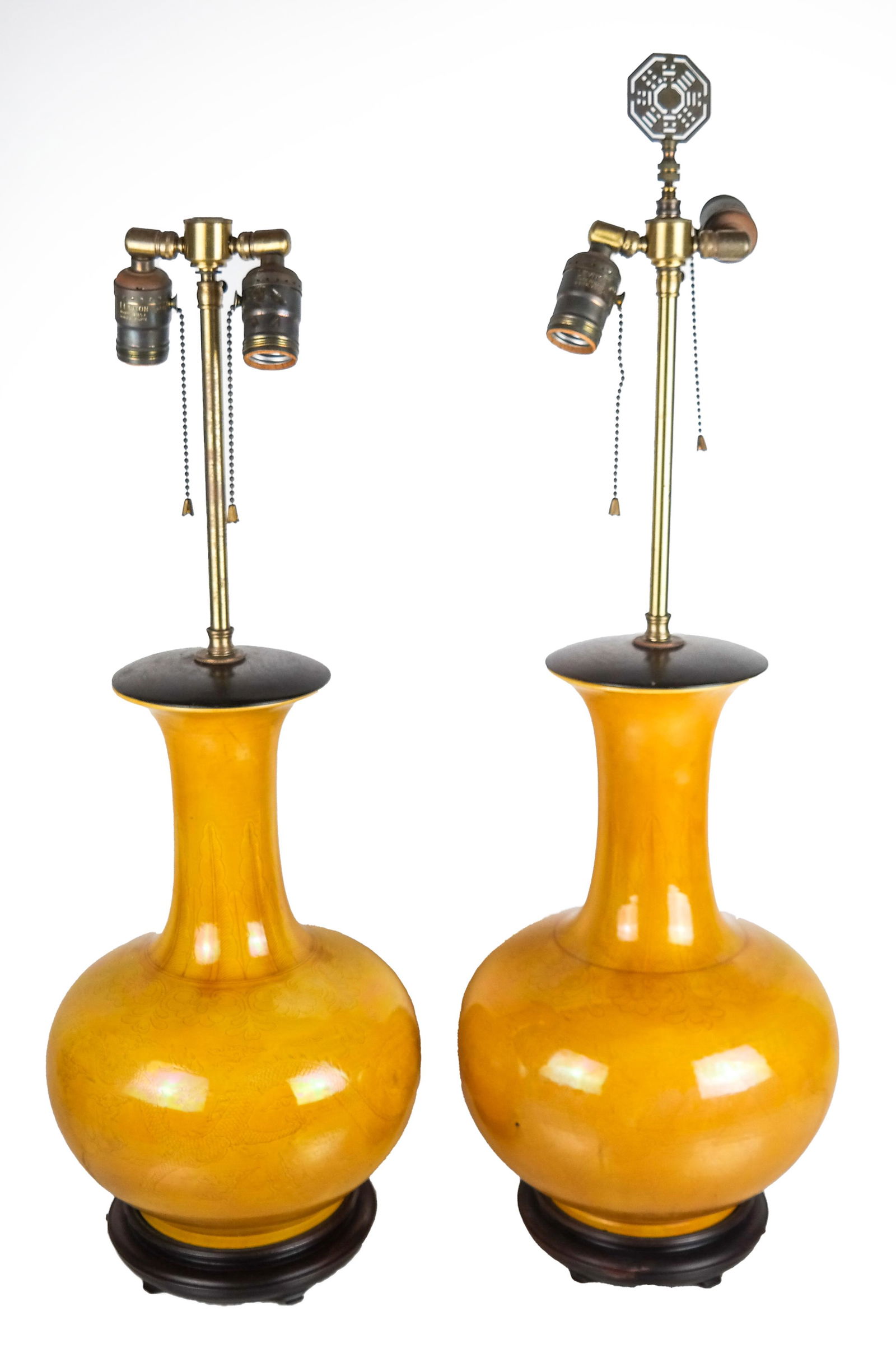 Two Chinese Yellow Porcelain Lamps (1 of 8)