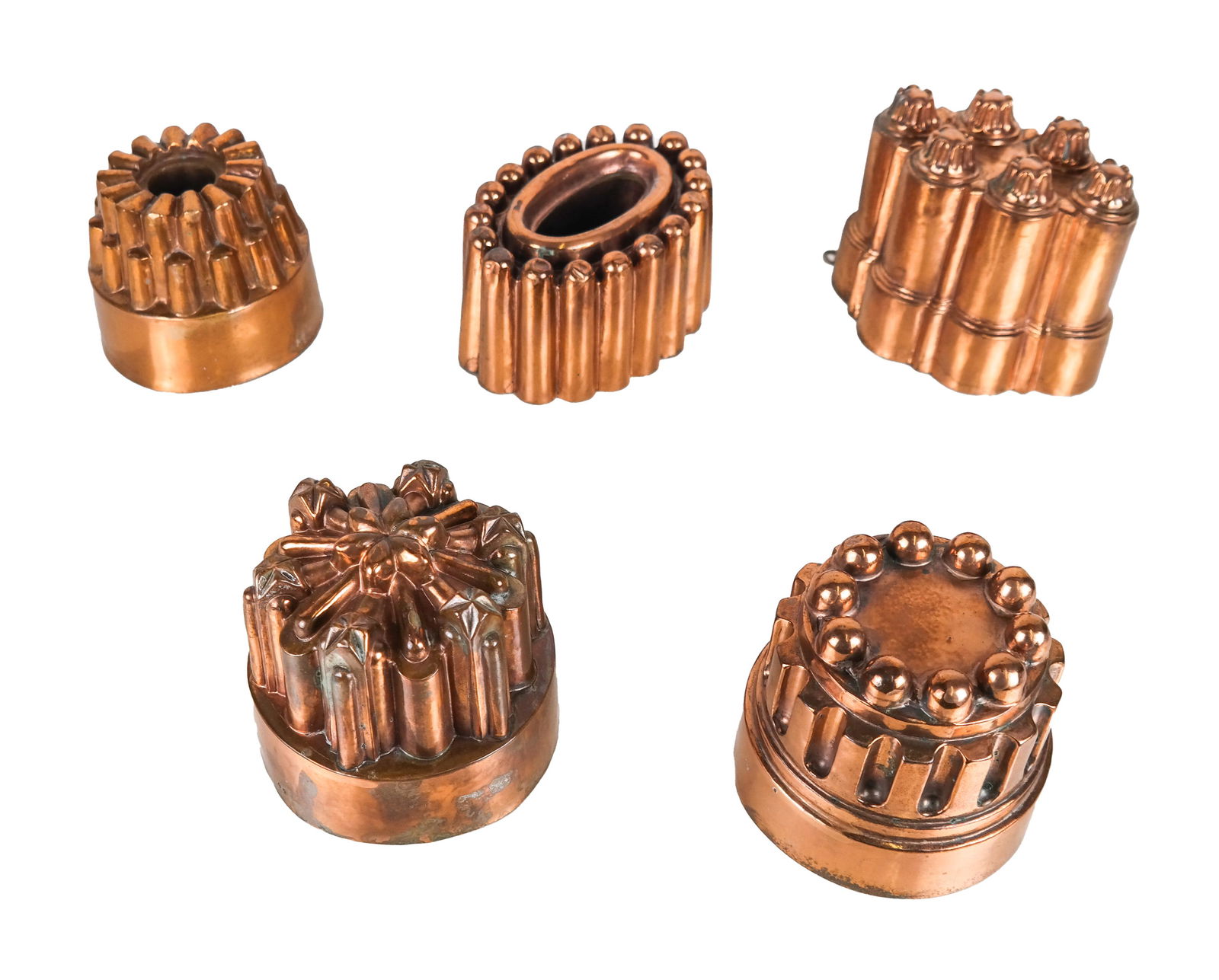 Group of Five Vintage Copper Jelly Molds (1 of 11)