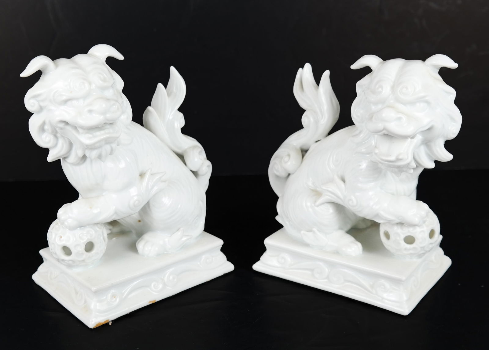 Pair White Ceramic Foo Dogs (1 of 6)