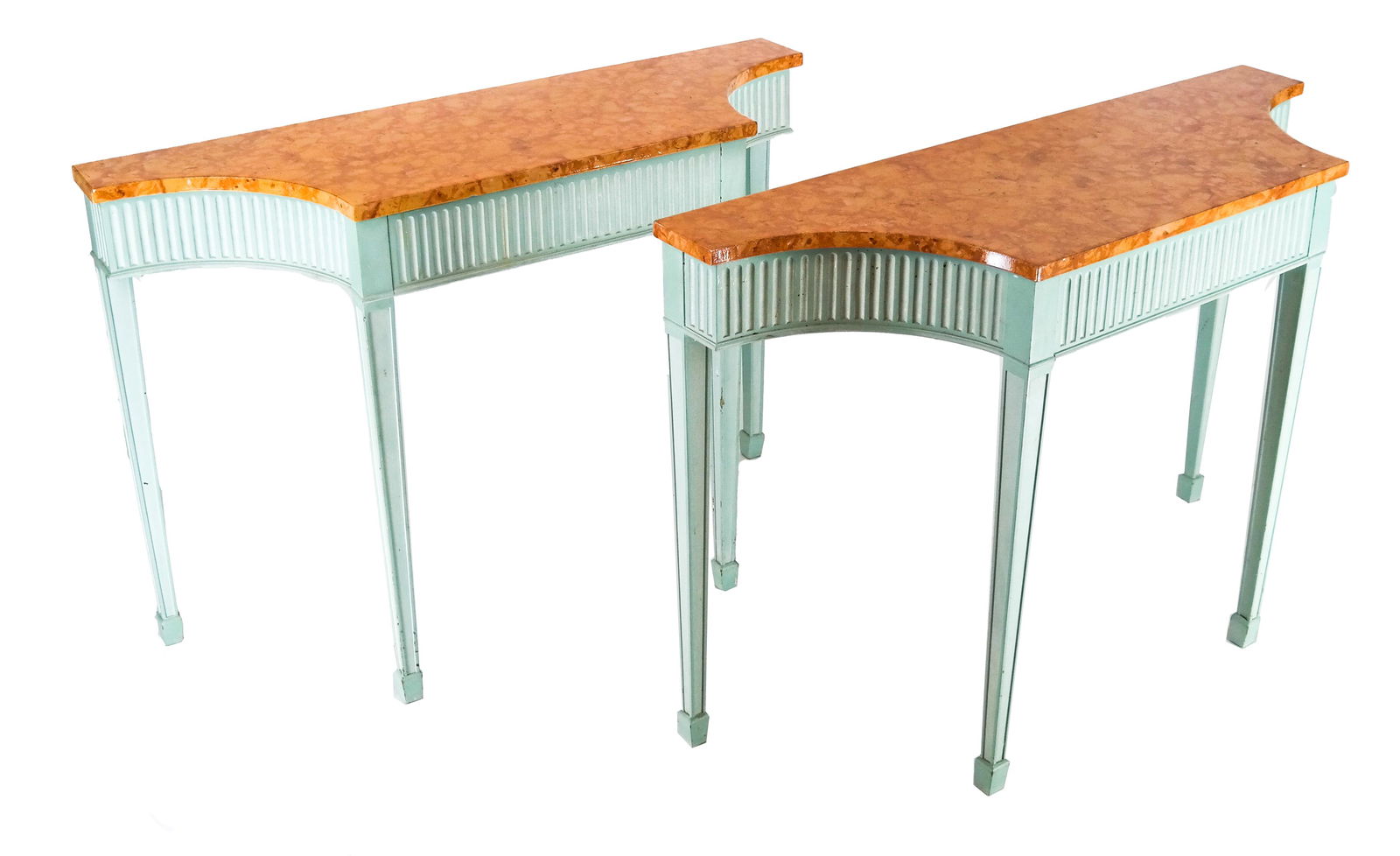 Pair French-Style Faux Marble Consoles (1 of 7)