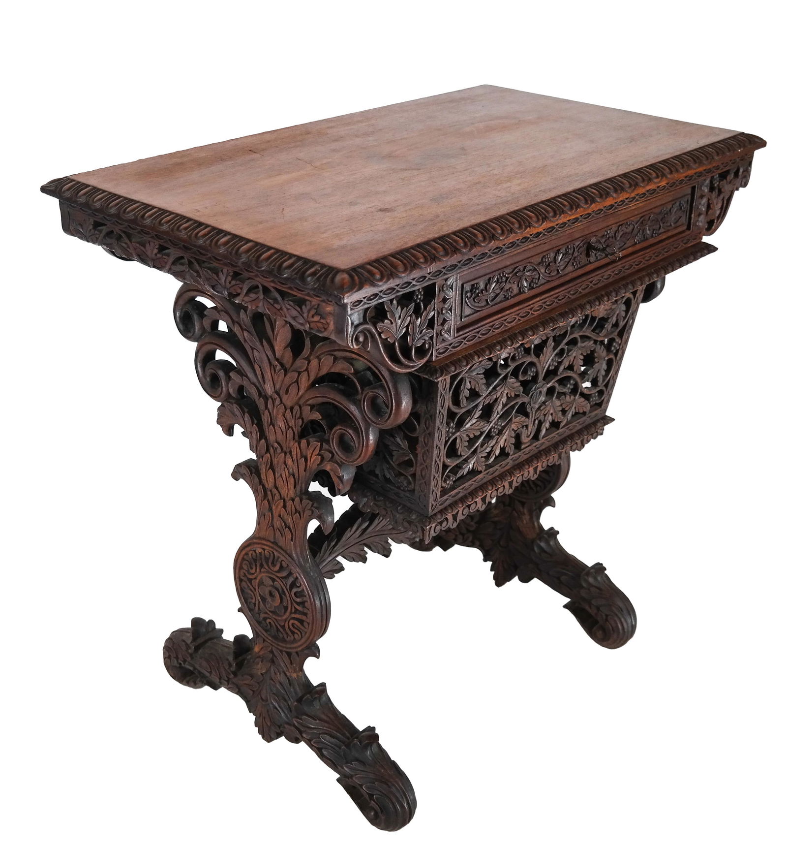 Ornate Pierced Design Sewing Table (1 of 11)