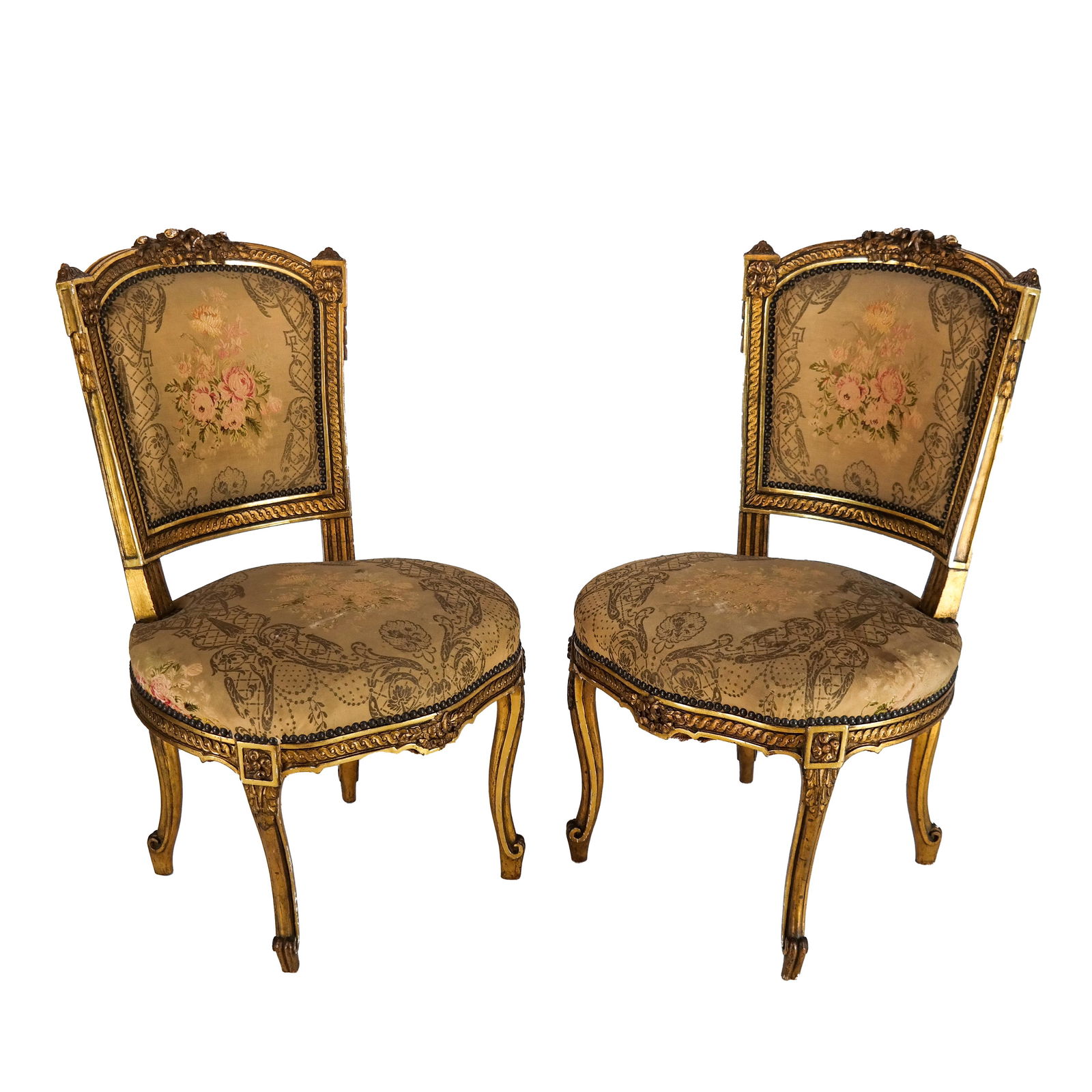 Pair Antique French Side Chairs (1 of 8)