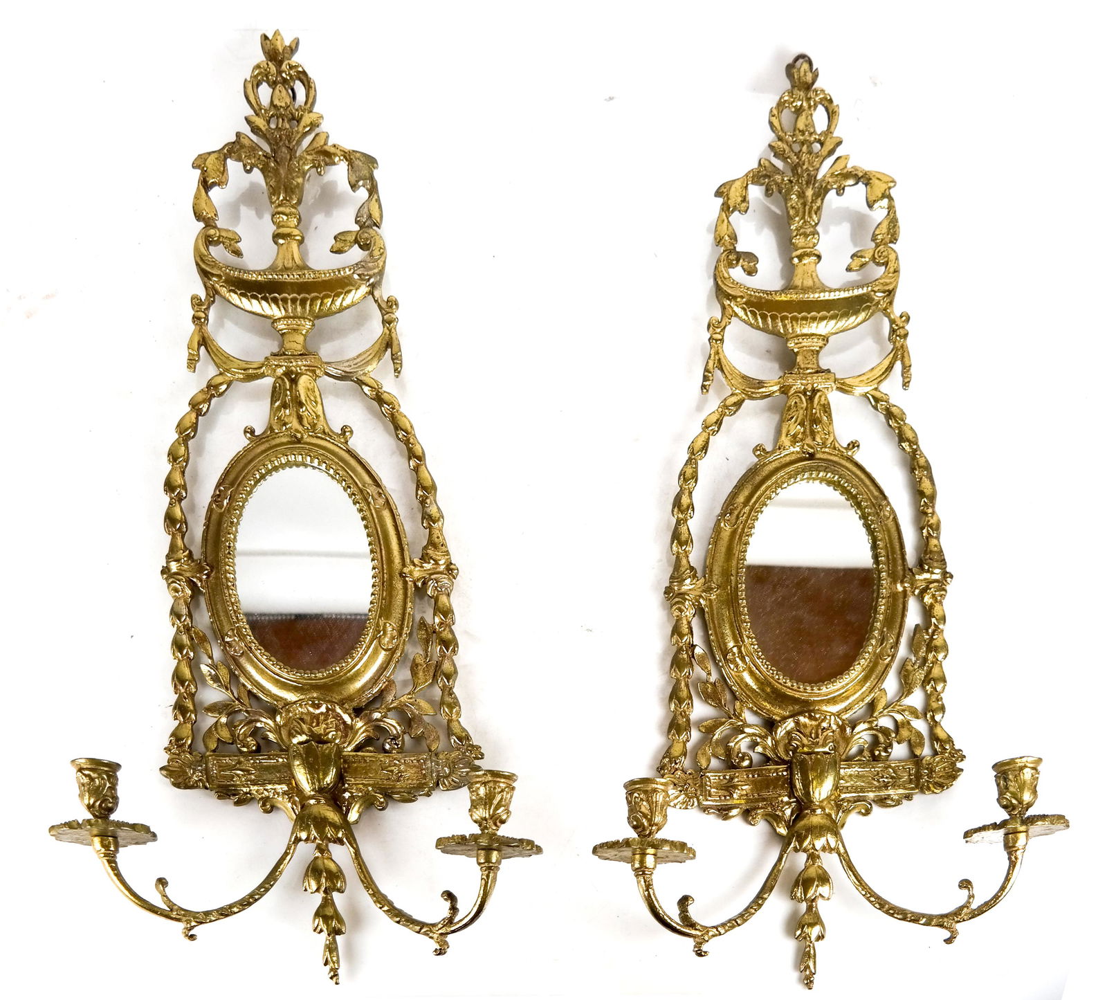 Pair Gilt Bronze Mirrored Sconces (1 of 8)