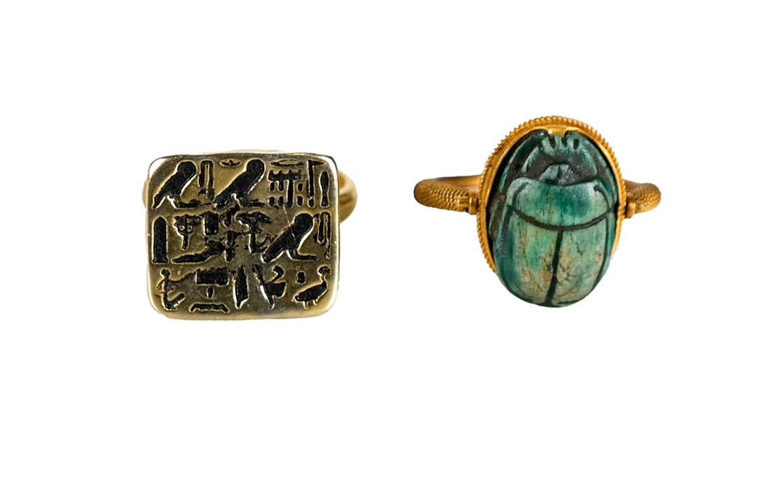 Two Costume Rings: Antique Scarab; Egyptian Ring (1 of 6)