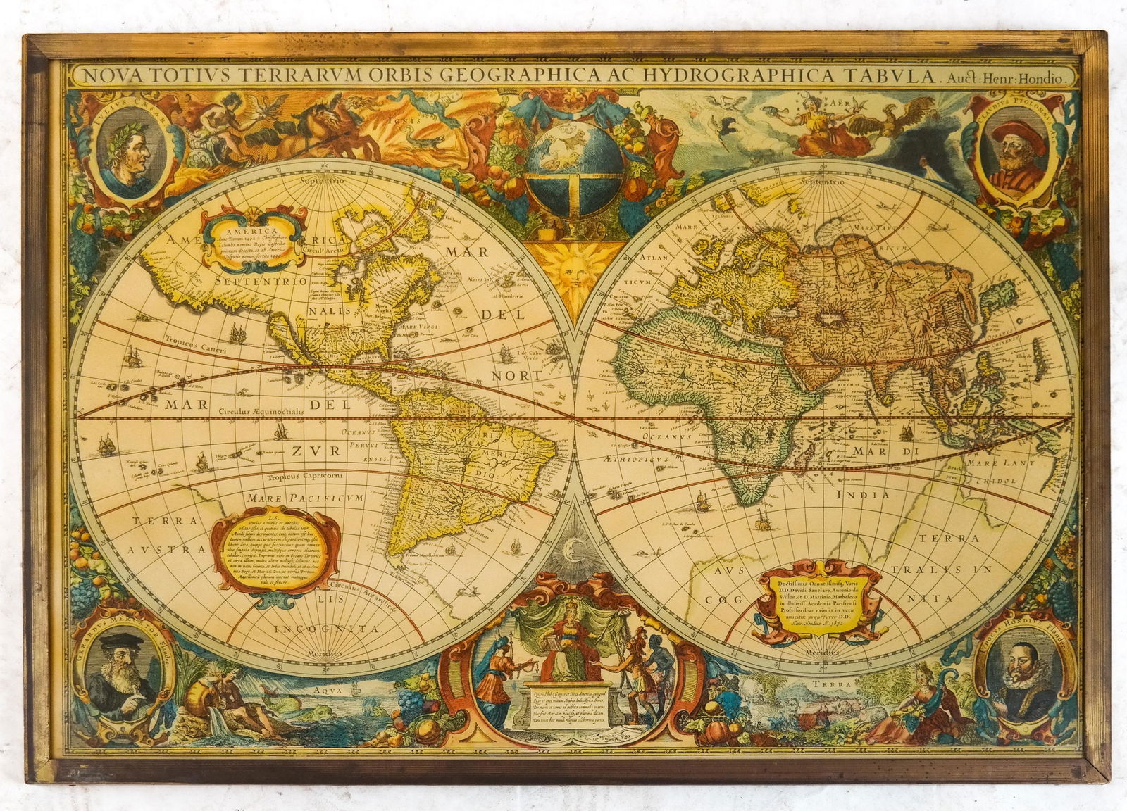 Latin Double Hemisphere Map in Bronze Frame (1 of 8)