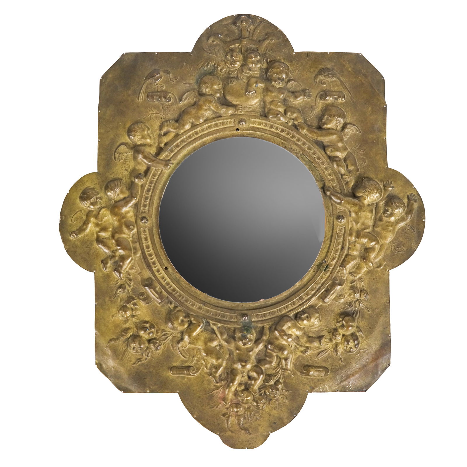 Metal Cupid Relief Plaque Mirror (1 of 7)