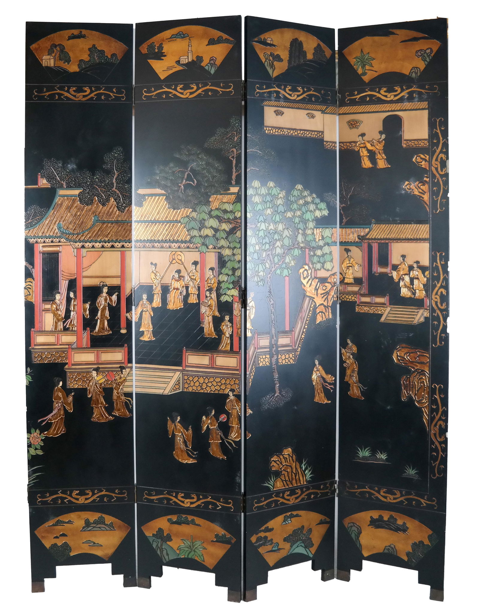 Four-Fold Japanese Incised Screen (1 of 7)