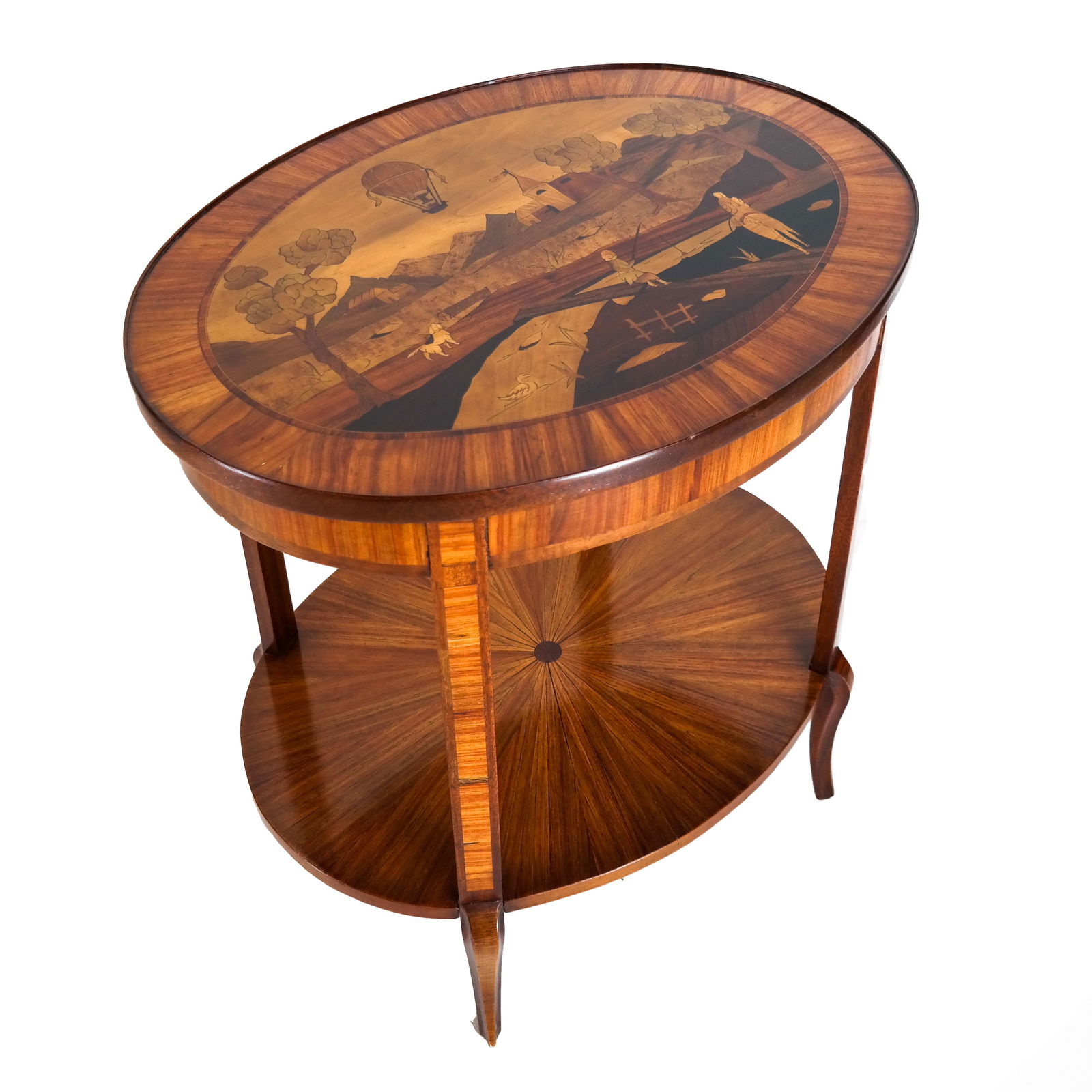 French Marquetry Oval Occasional Table (1 of 8)