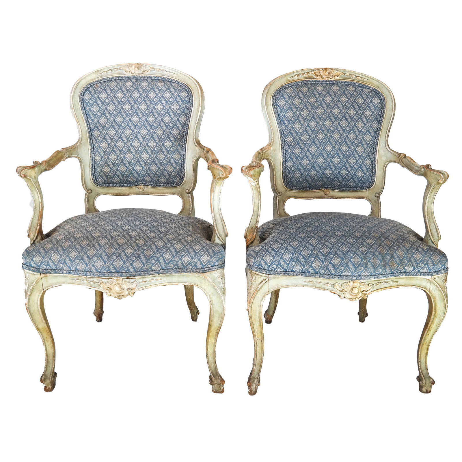 Pair of 19th C. Venetian-Style Arm Chairs (1 of 6)