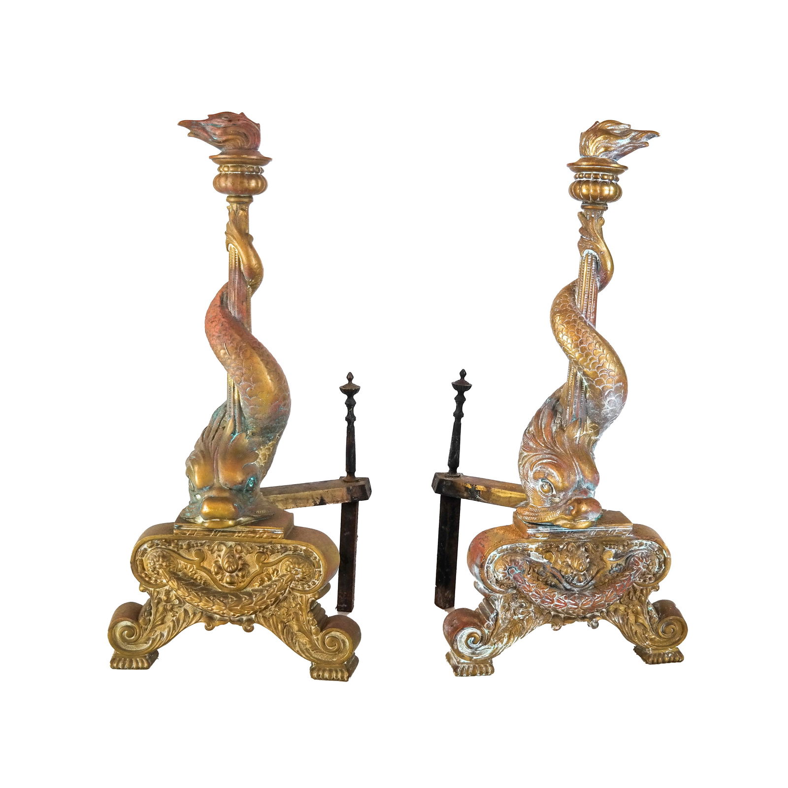 Pair Antique Dolphin-Form Chenets (1 of 6)