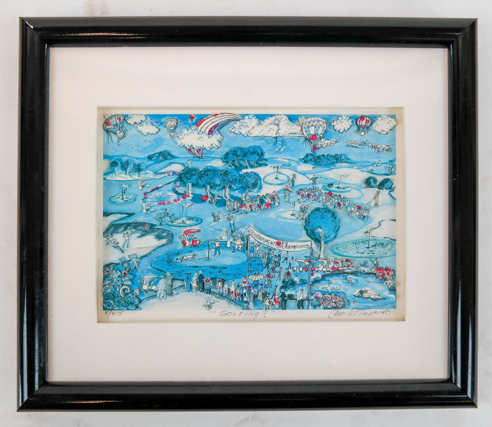 Charles FAZZINO: "Golfing" Collage - Ed. 1/475: Charles Fazzino "Golfing" collage, Ed. 1/275. [Sight: 6 x 9 inches].