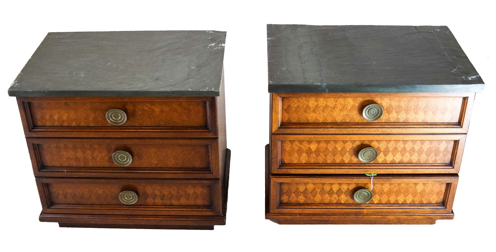 Pair Modern Mahogany Slate-Top Night Tables (1 of 7)