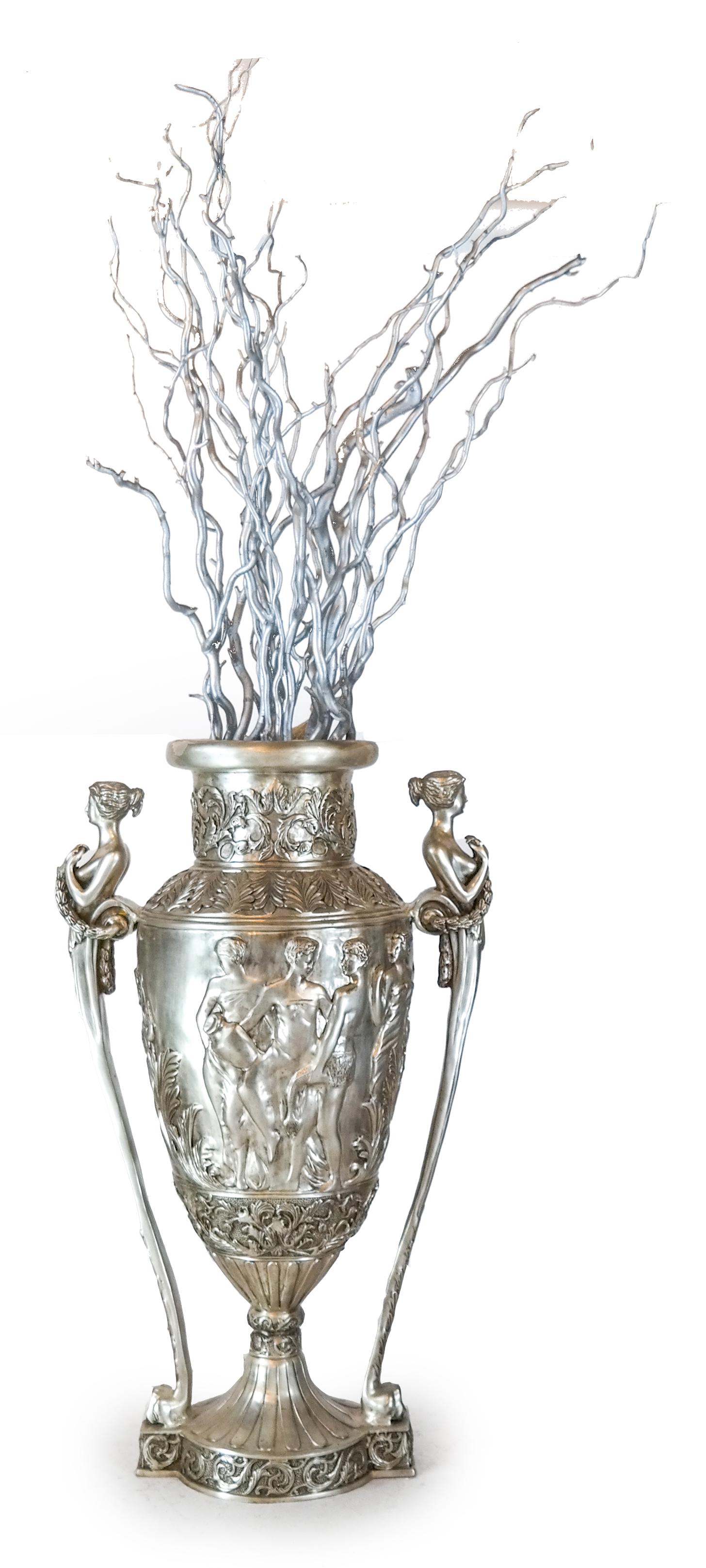 Palatial Silvered Bronze Figural Urn (1 of 7)