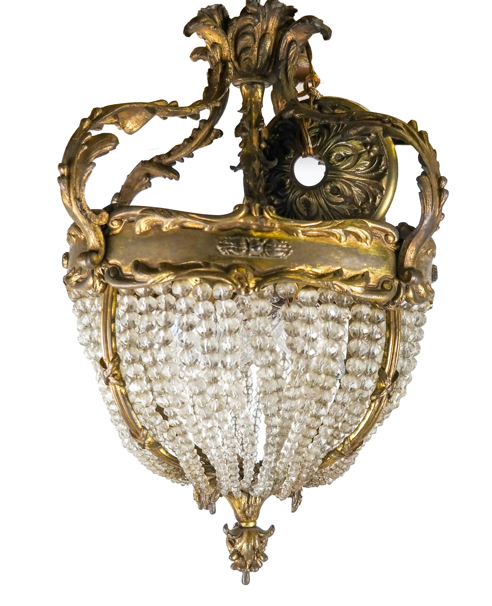 Gilt Bronze, Beaded Glass Chandelier (1 of 11)