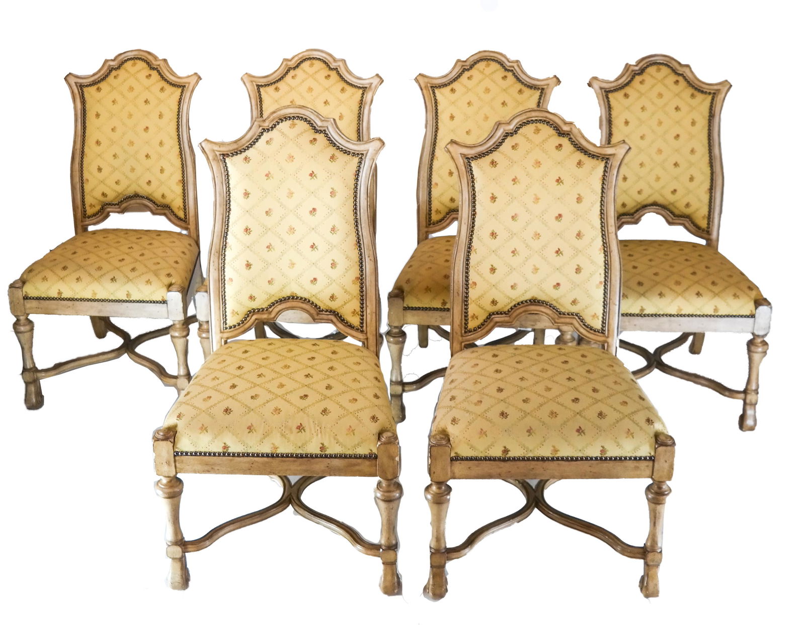 Set of Six Louis XVI-Style Upholstered Side Chairs (1 of 5)