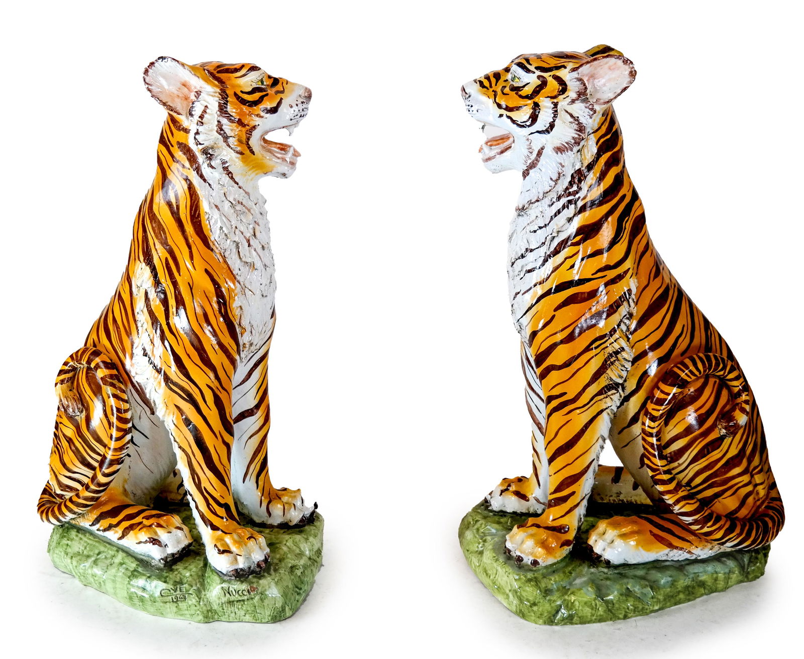Pair Palatial Ceramic & Painted Tigers (1 of 10)