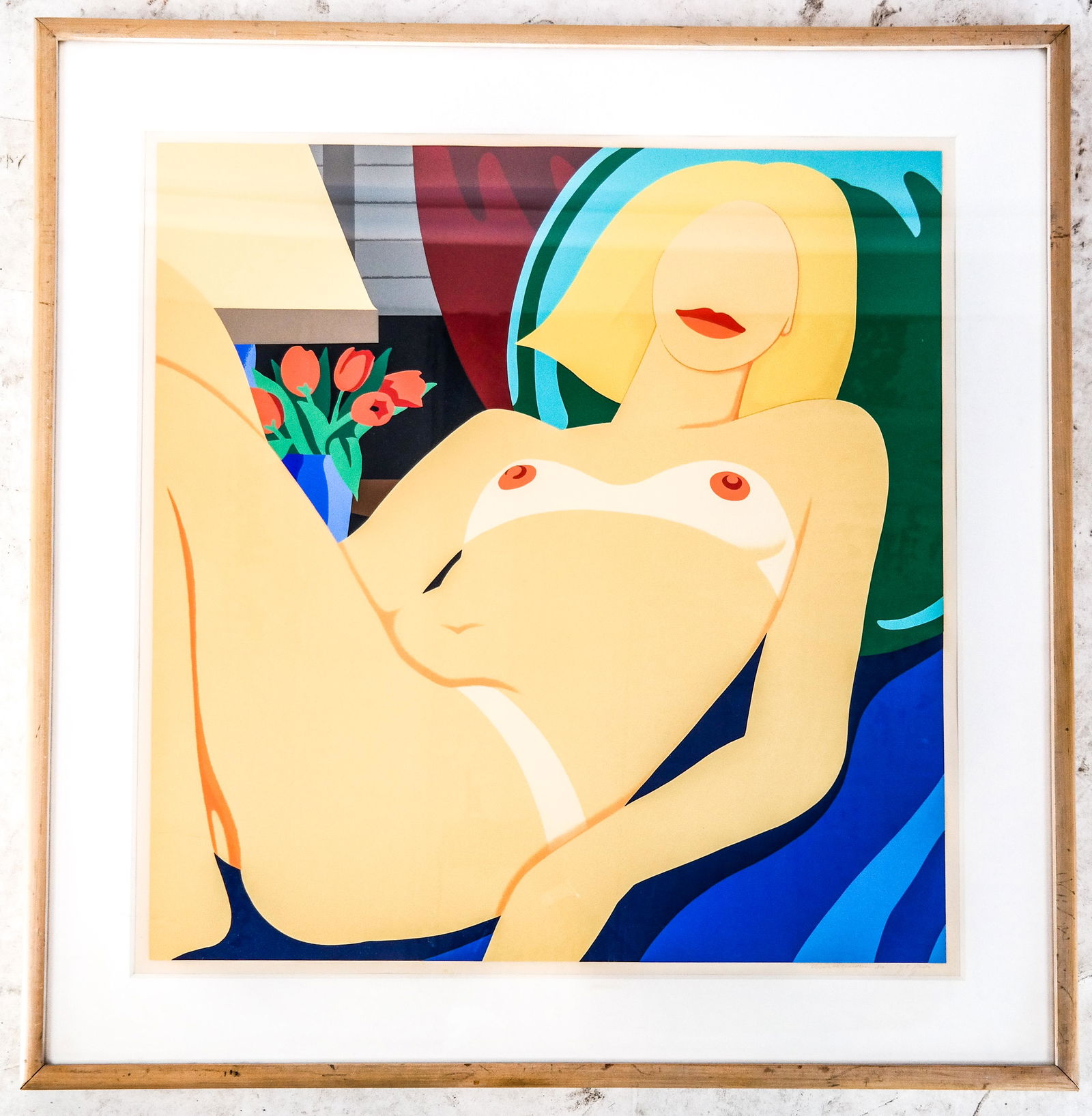 Tom WESSELMANN: "Claire Nude" - Lithograph: Tom Wesselmann, American (1931 - 2004) 'Claire Nude', lithograph with screen print in colors, signed "Tom Wesselman 1980", numbered lower right 185/200. [Image: 25 x 24 inches; Sheet: 31 x 30 inches;