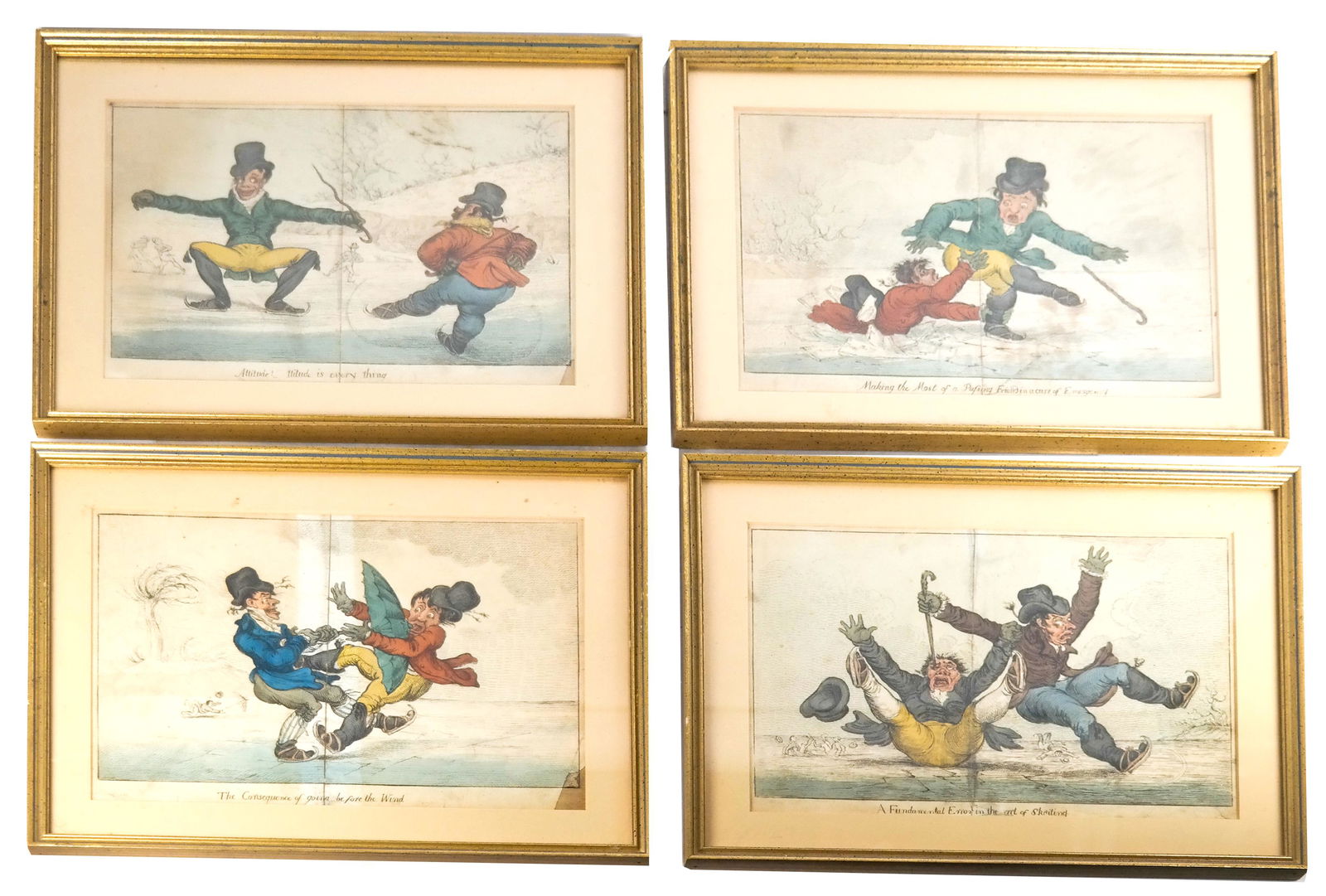 Set of 4 Antique Humorous Color Book Plates (1 of 1)