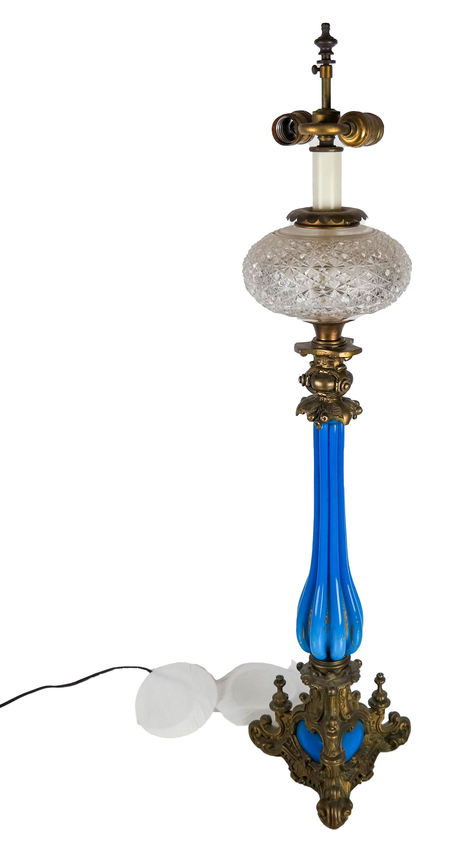 French Bronze, Cut Glass, Glass Table Lamp (1 of 5)