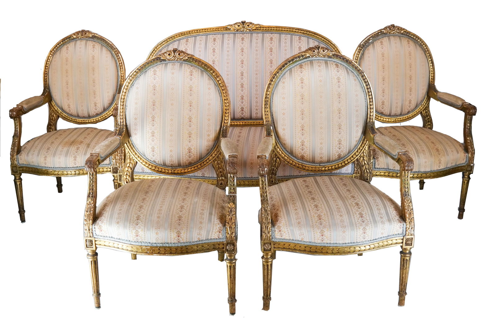 French Gilt Wood Five-Piece Salon Set (1 of 10)