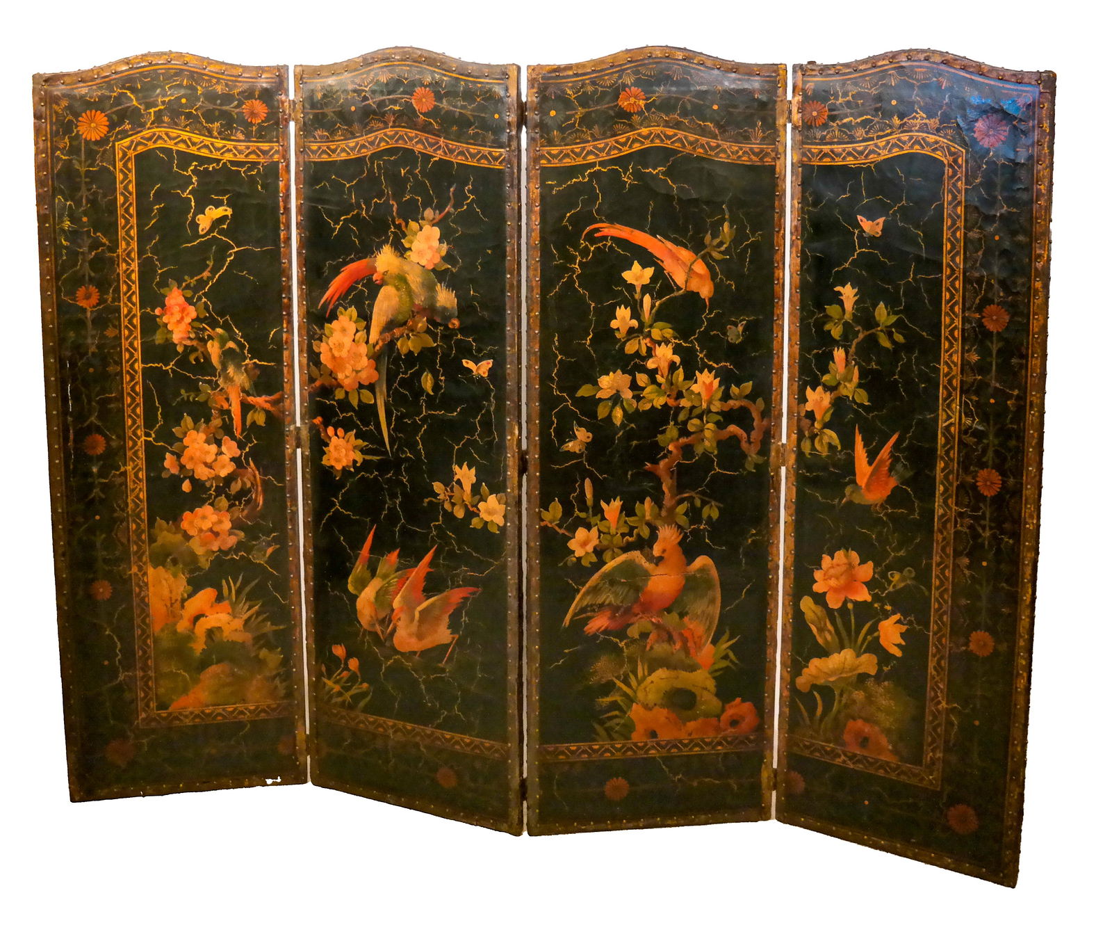 "As Is" 4-Panel, Painted Fabric Floor Screen (1 of 6)