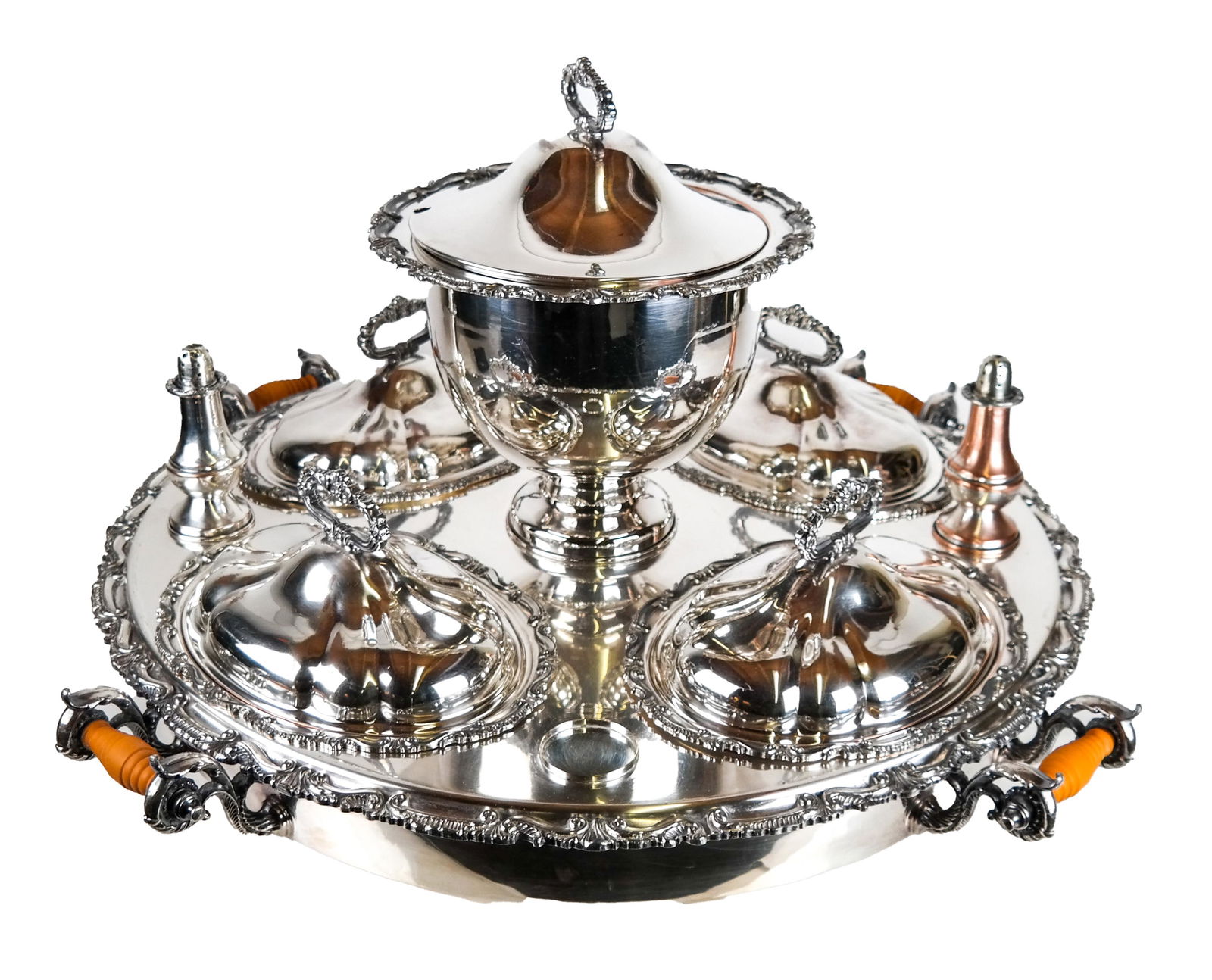 Monumental Silver Plate Revolving Warming Stand (1 of 9)
