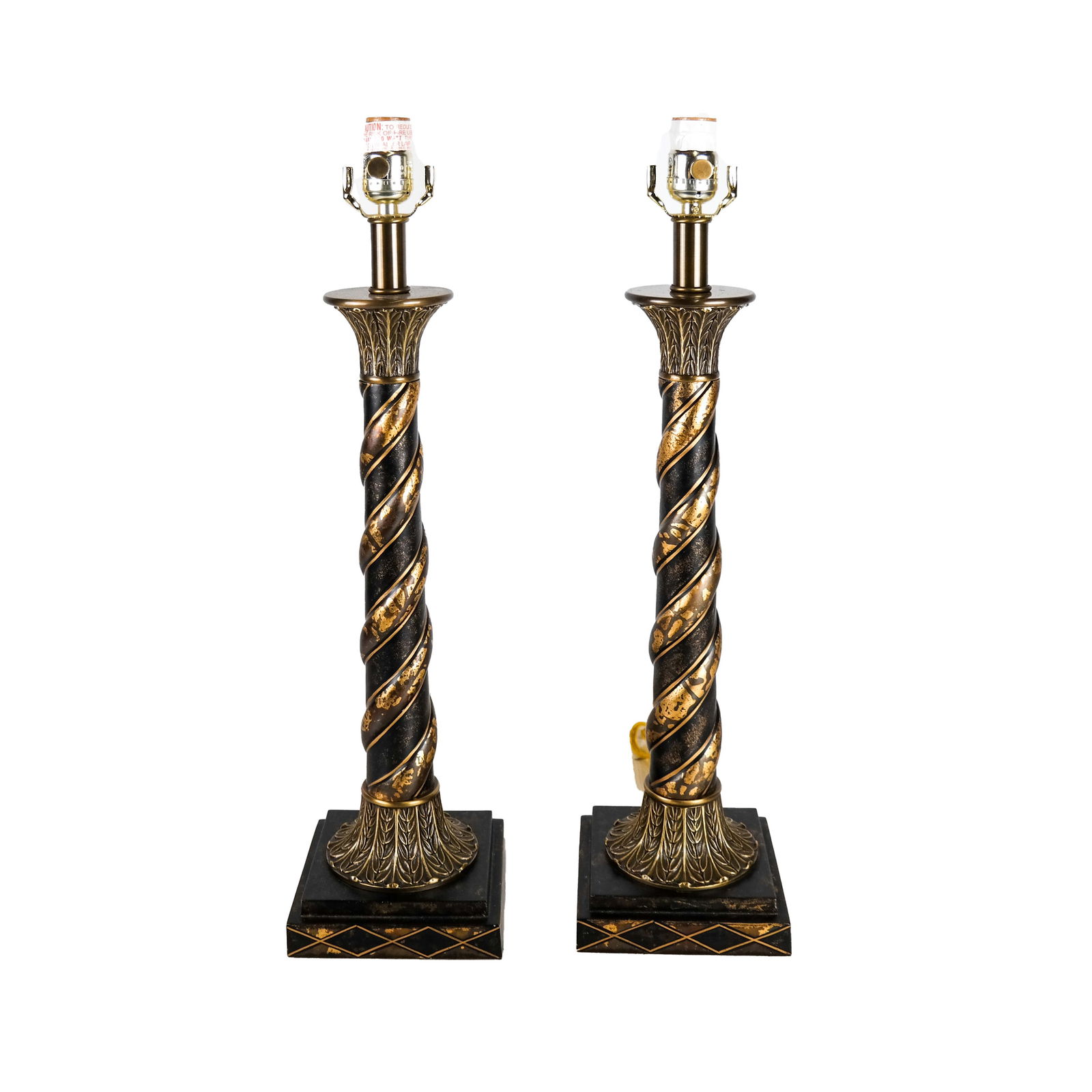Pair Gilt Metal Stick Lamps (1 of 6)