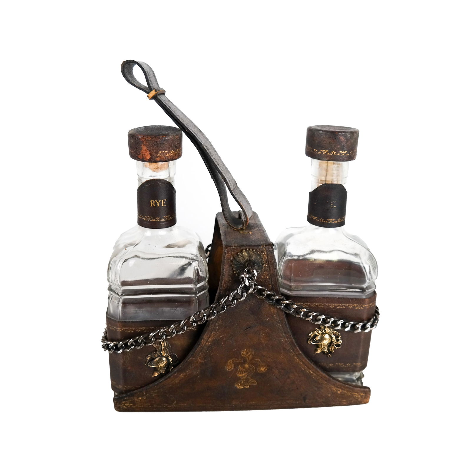 Portable Bar: Leather with Two Decanters (1 of 9)