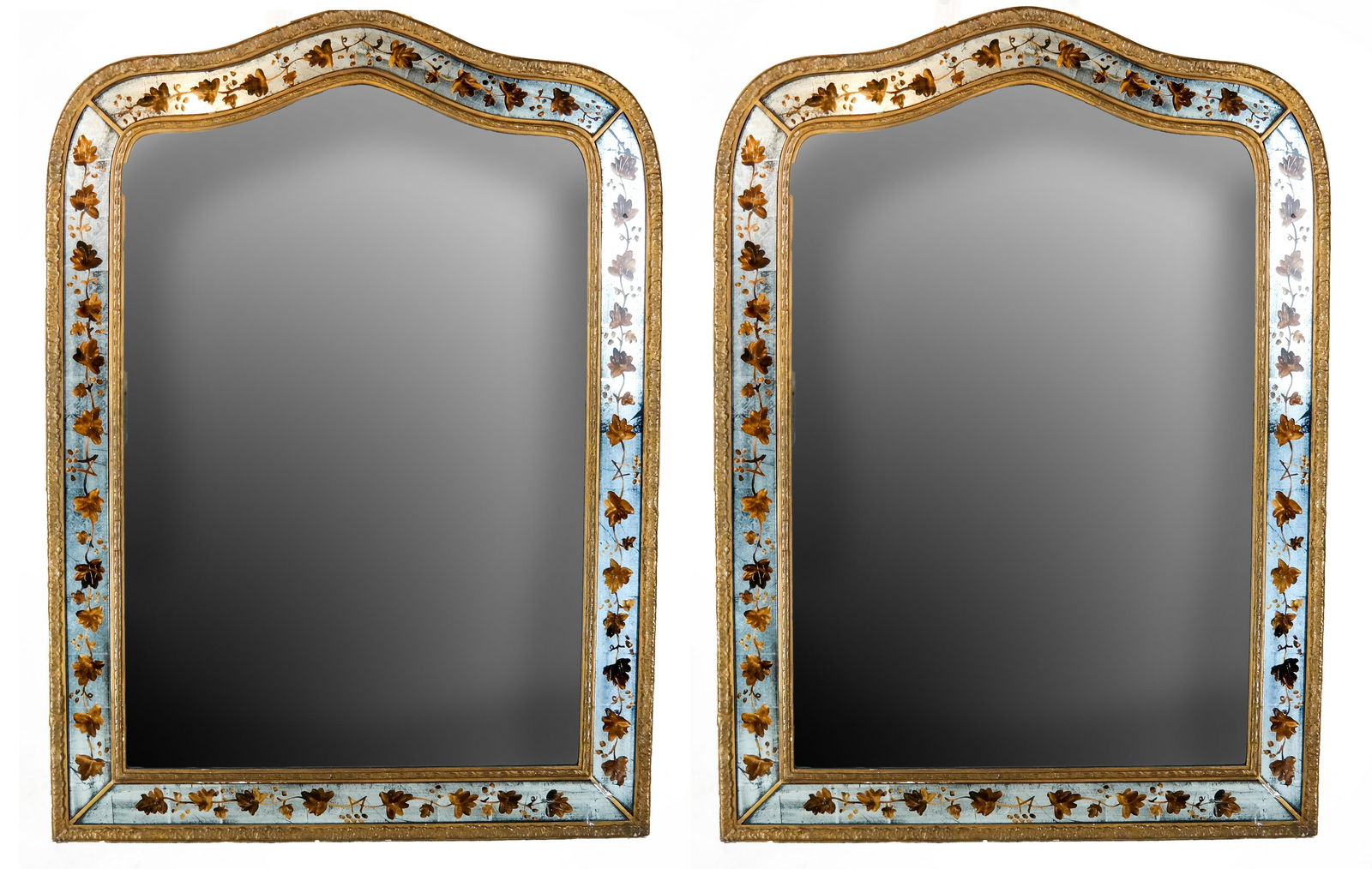 Pair Jansen Gilt Wood Eglomise Mirrors (1 of 8)