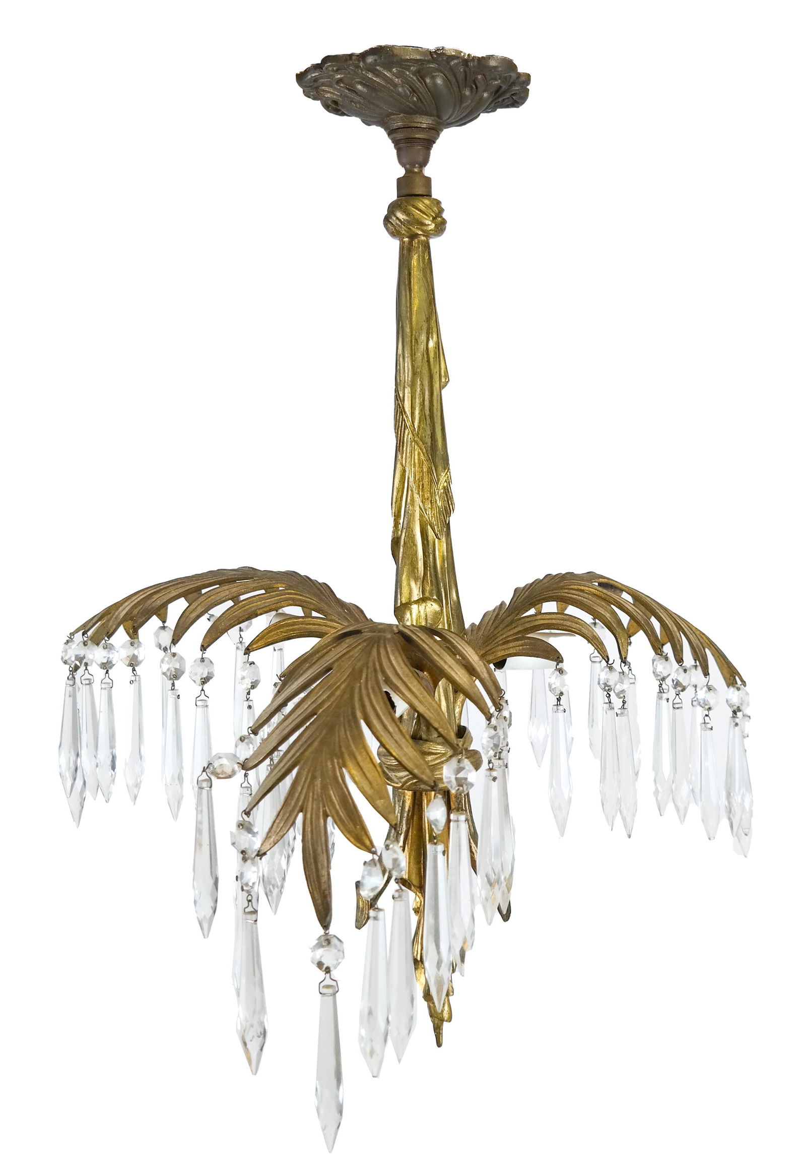Bagues-Style, Three-Light Bronze Chandelier (1 of 7)