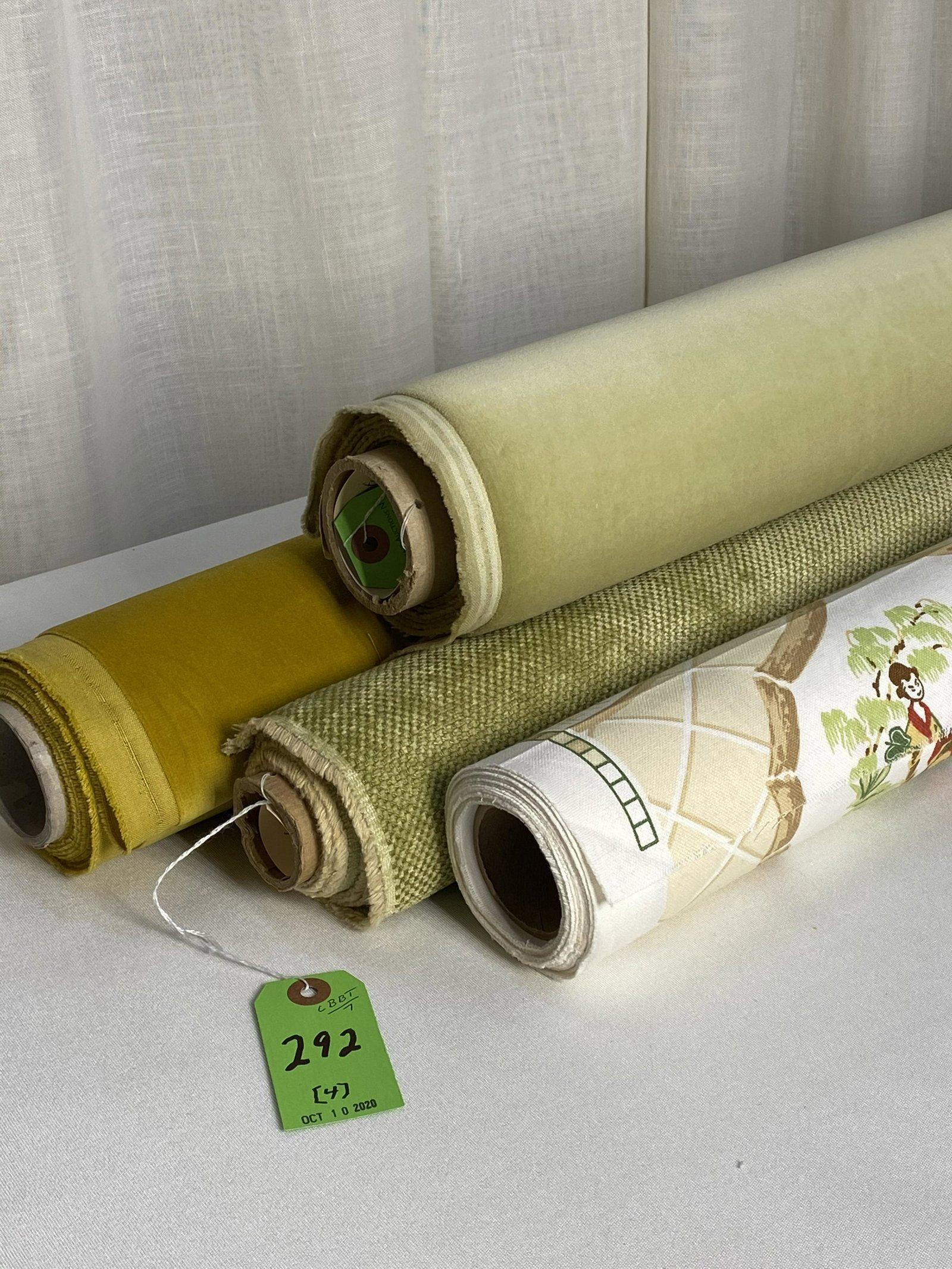 Thibaut, Romo, Osborne & Little and Kravet Fabrics: 1) 5 1/2 yards of Thibaut's "Medley" Chinois, a vintage, 10-color screen print on cotton, 54 inches wide. Design repeats of 25 inches vertical by 27 inches horizontal. 2) 3 yards of Romo's "Forenza", 