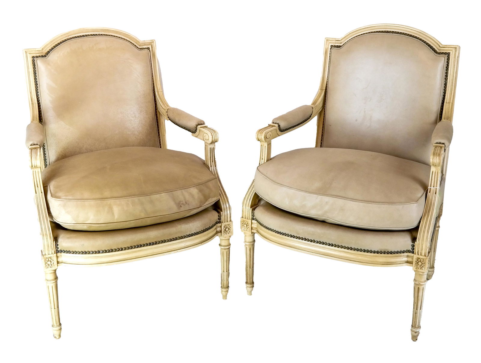 Pair of French Cream-Painted Armchairs (1 of 5)