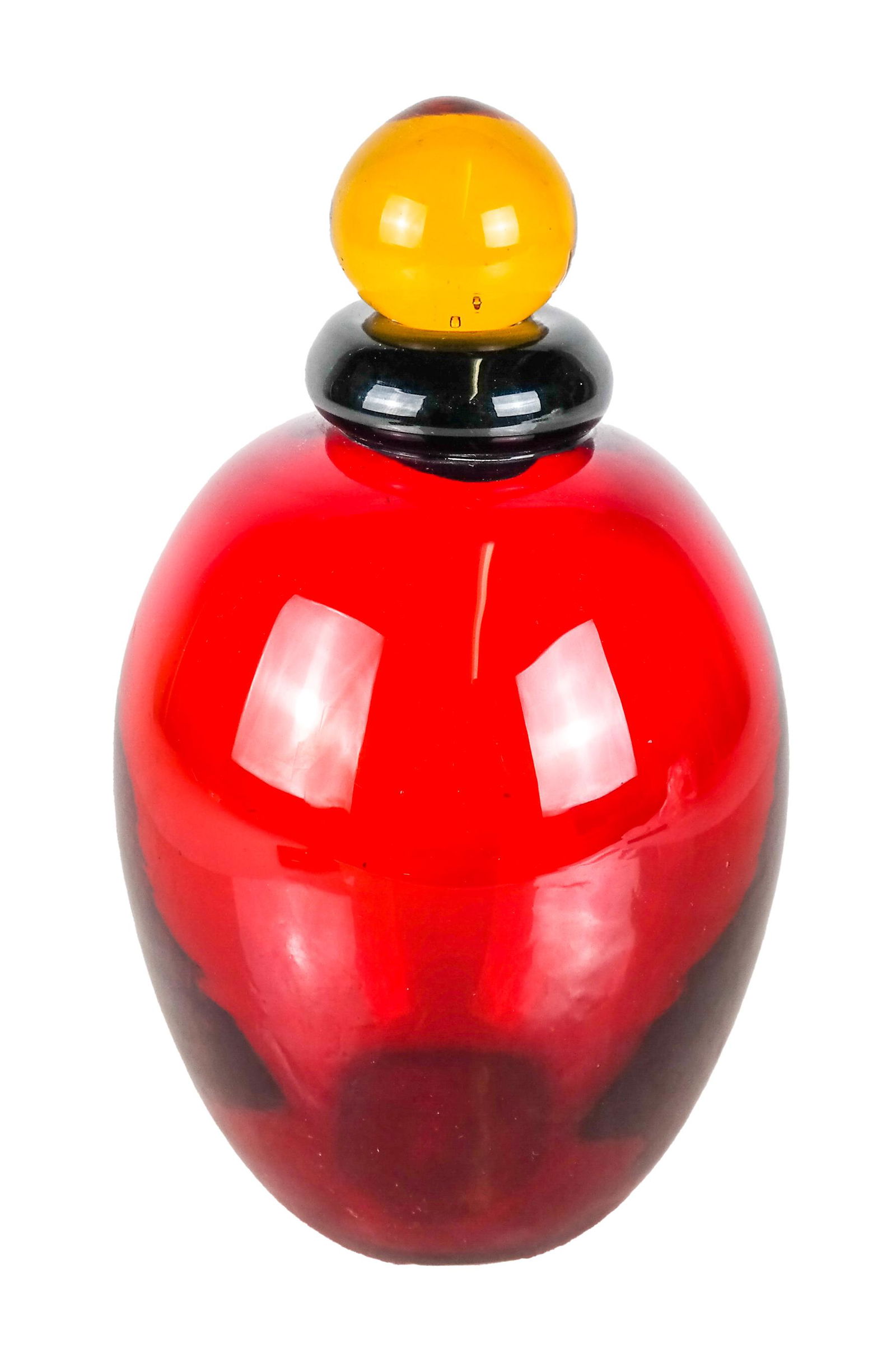 Large Art Glass Bottle with Stopper (1 of 5)