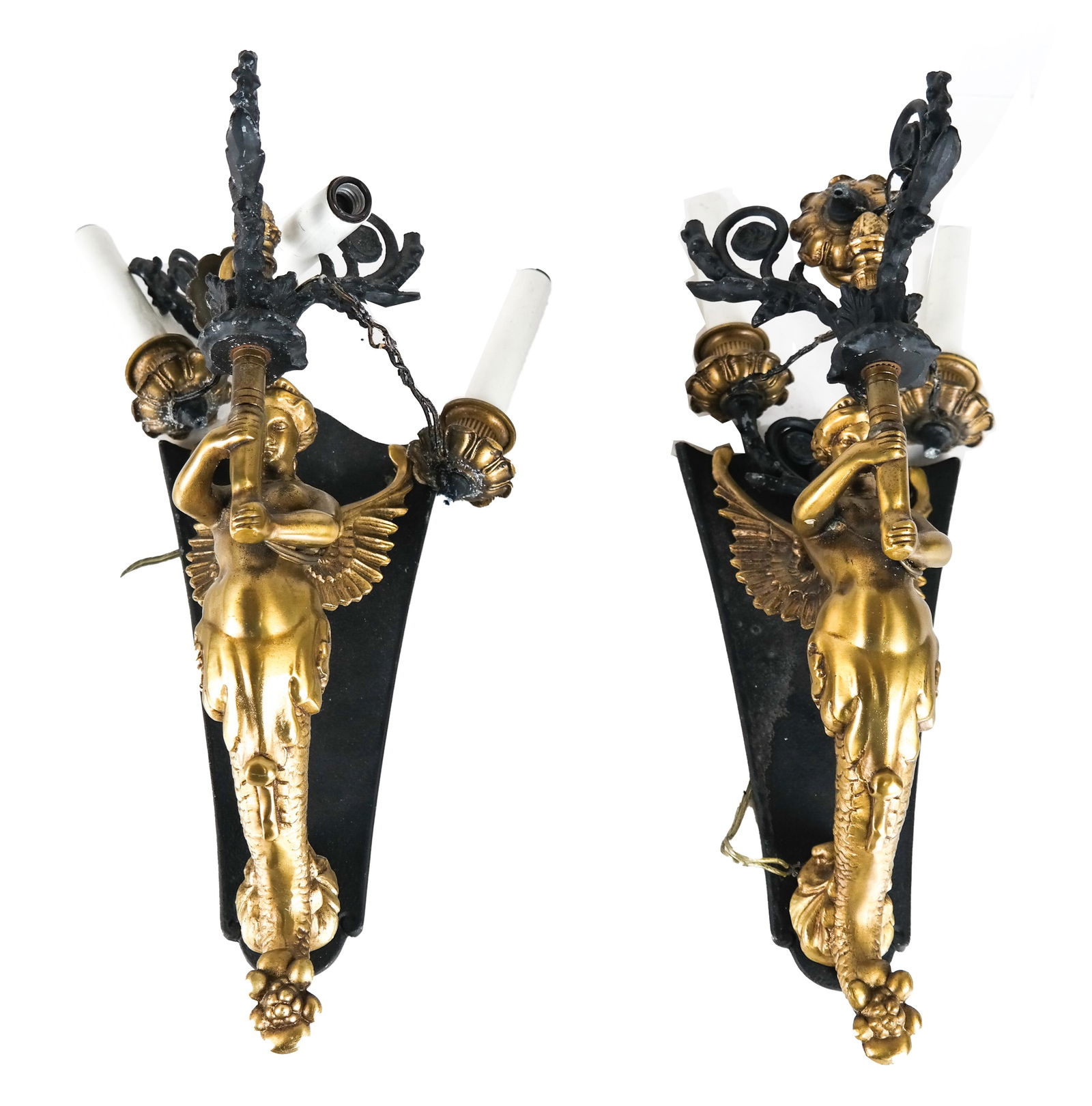 Pair Bronze Allegorical Wall Sconces (1 of 8)