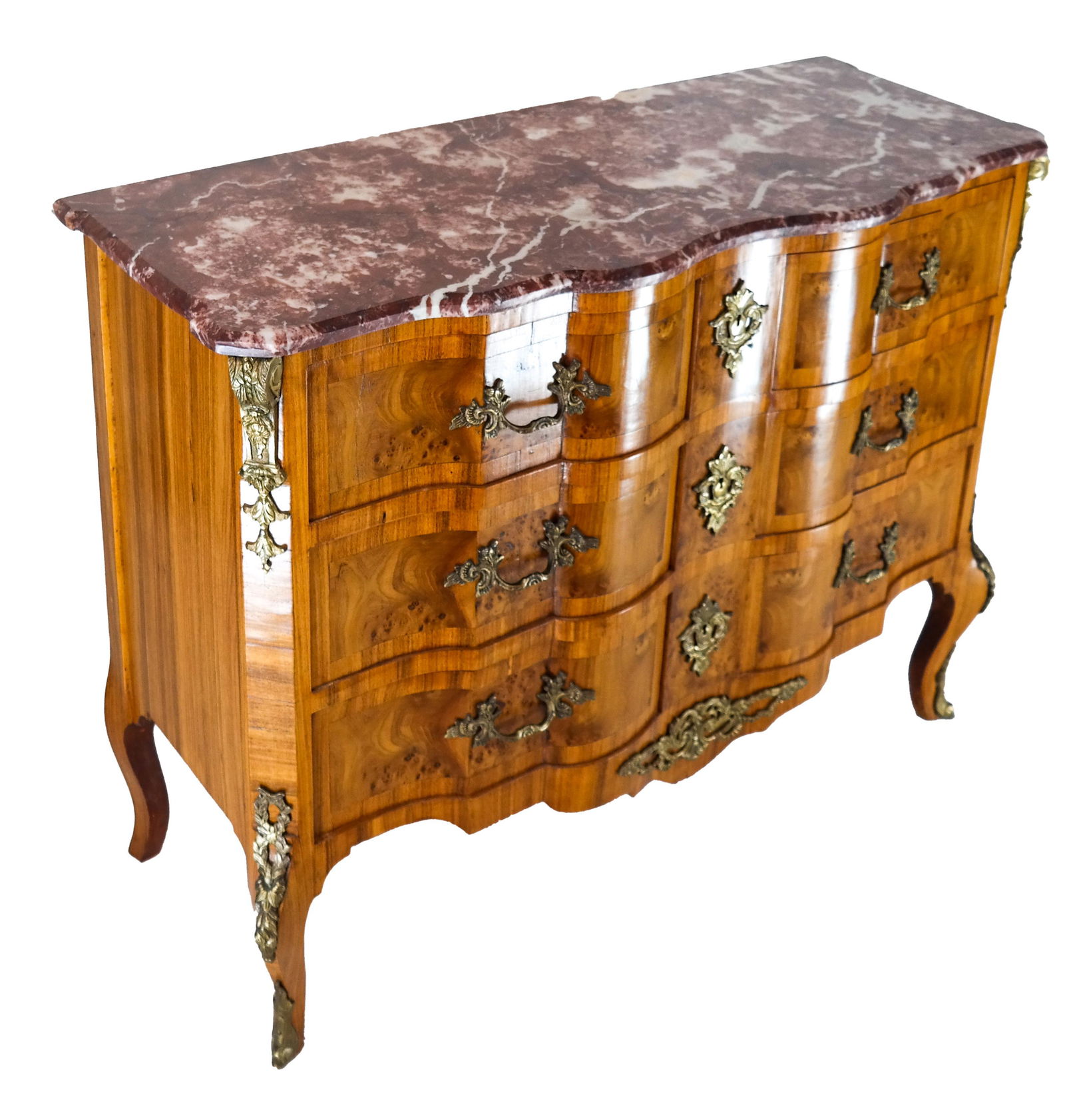 French-Style Burl Walnut Commode (1 of 9)