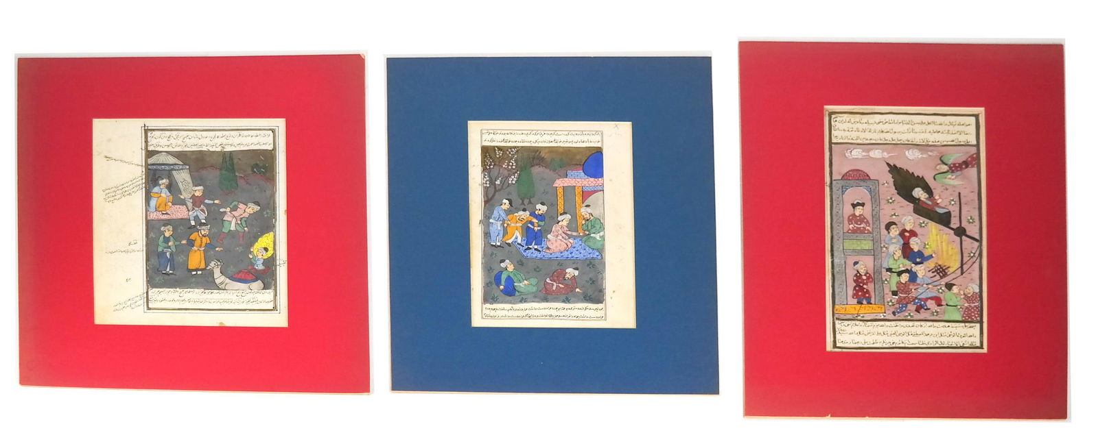 Three Persian Manuscript Watercolor Paintings (1 of 8)