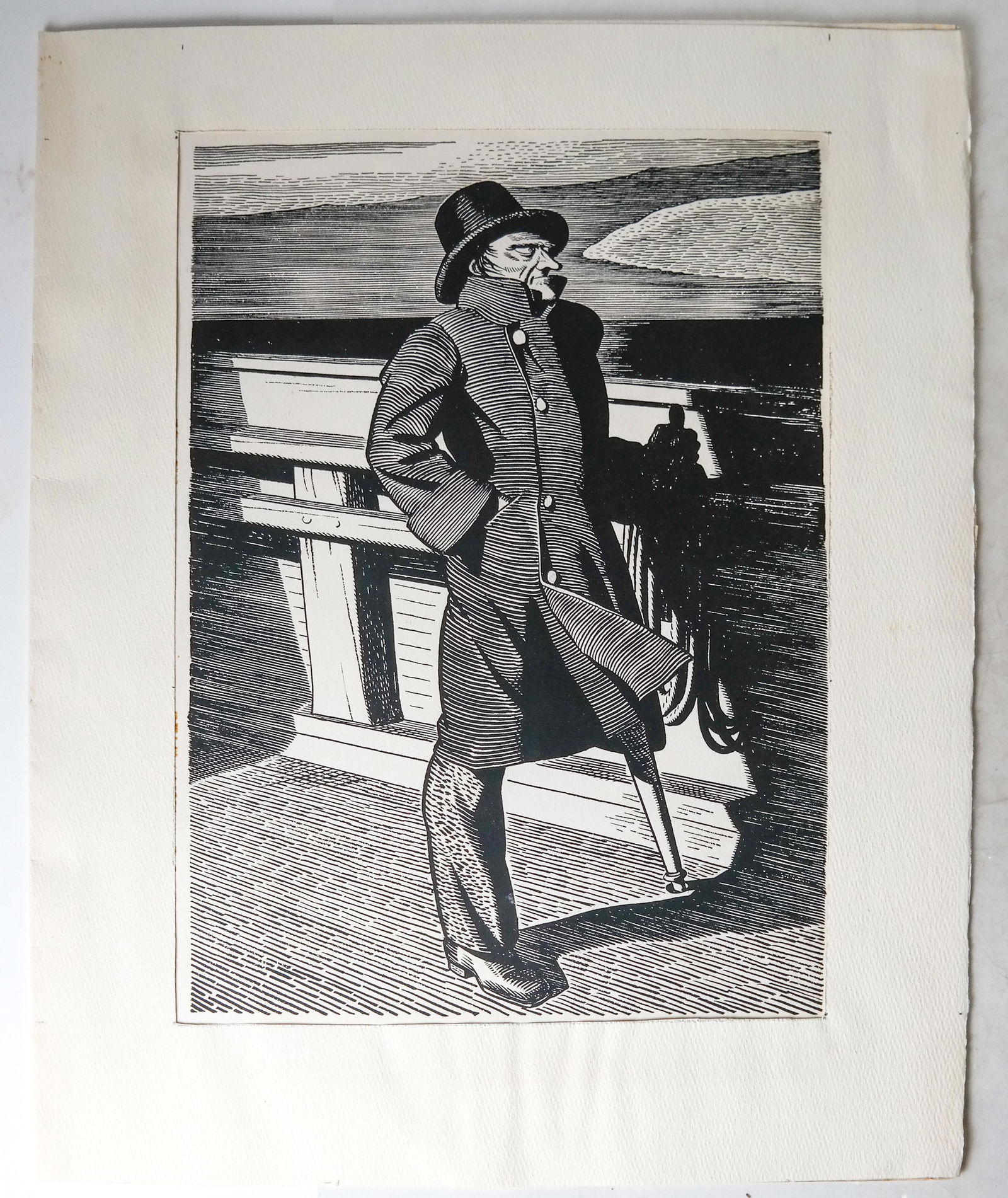 Rockwell KENT: Captain Ahab - Print: From Melville's Moby Dick, Chicago Lakeside Press, 1930. Provenance: From the Estate of Larry Casper, past president of the Appraisers Association of America. [Image: 12 x 8 1/2 inches].