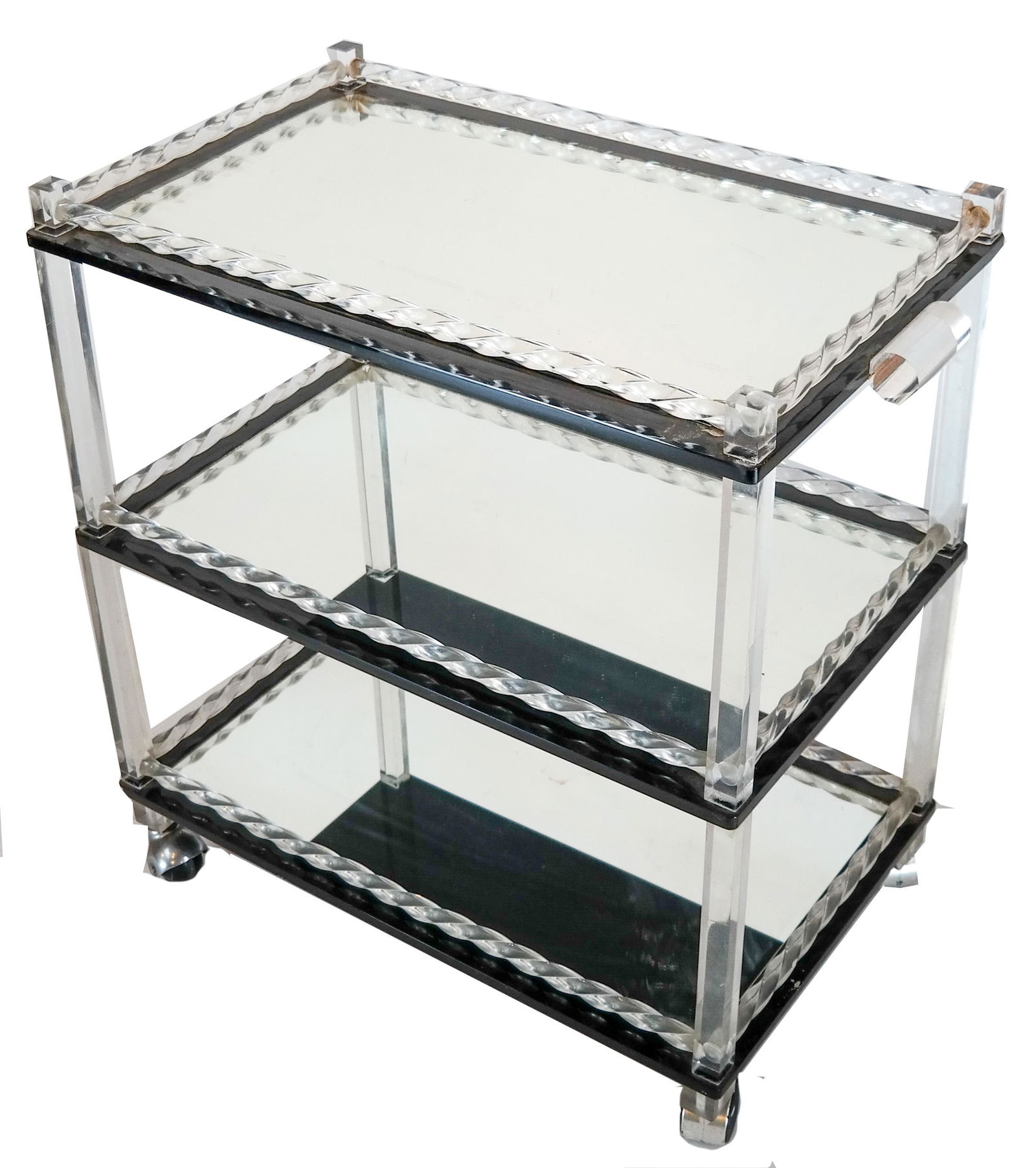 Lucite & Mirrored Glass Rolling Cart (1 of 1)