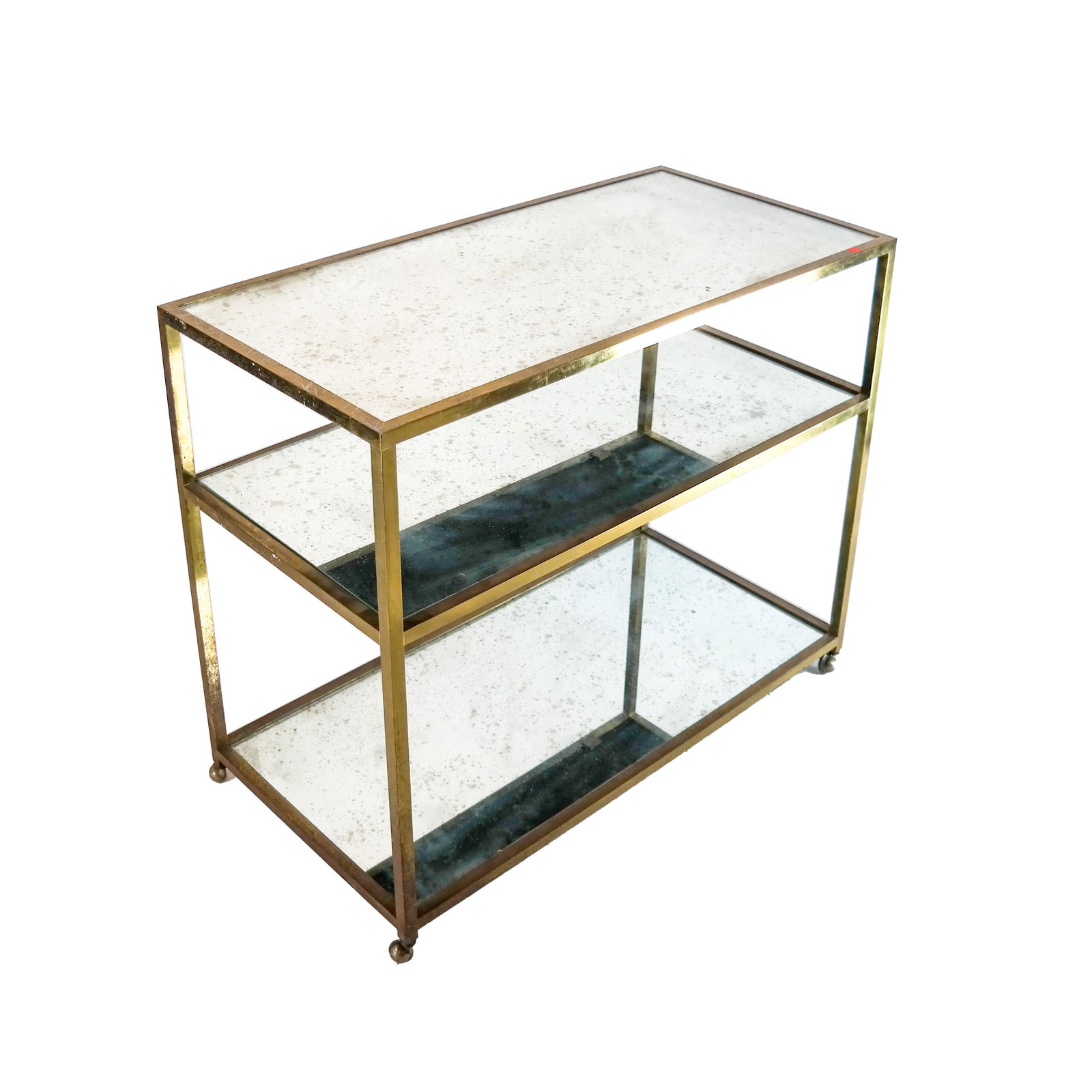 Brass & Distressed Mirror Glass 3-Tier Etagere (1 of 8)